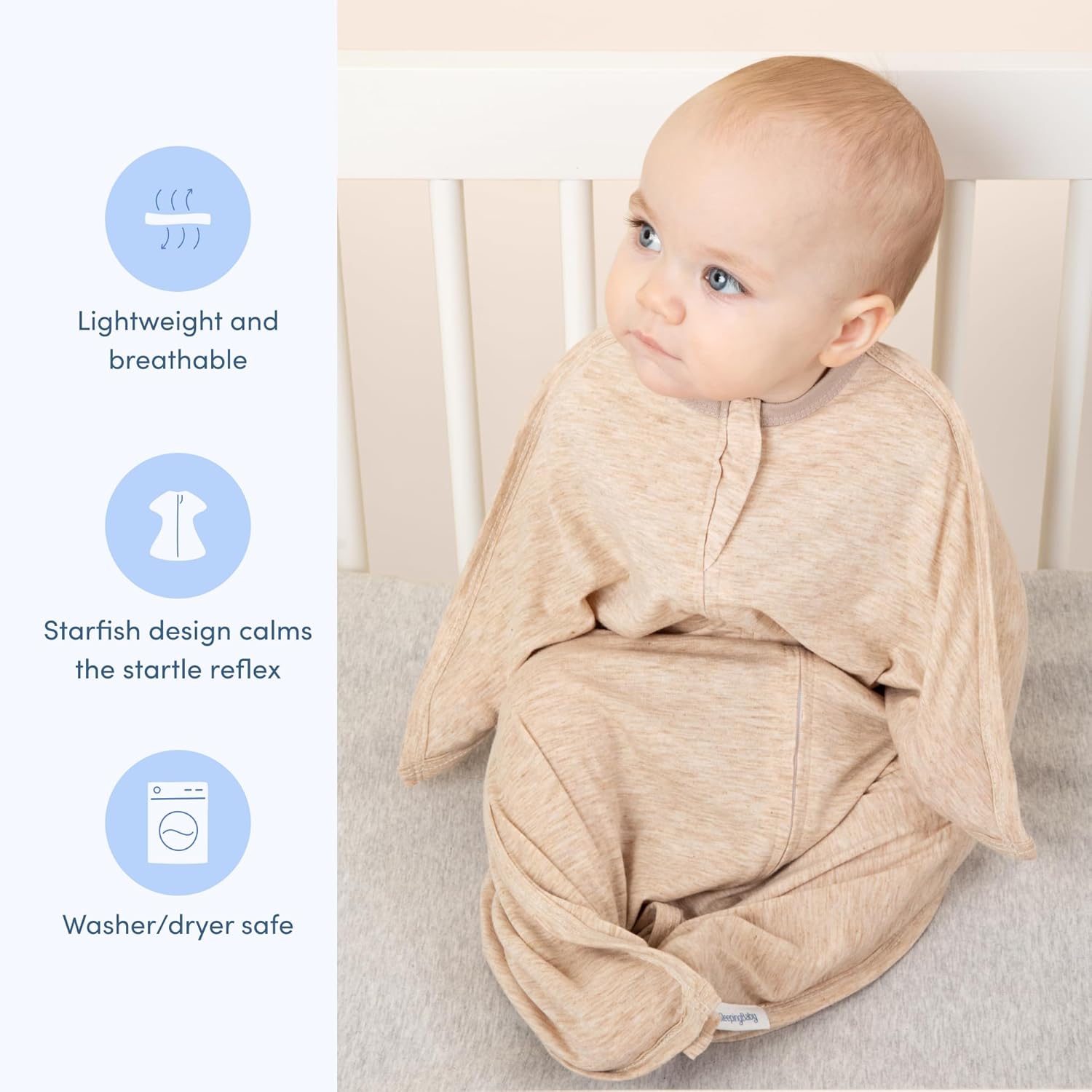 SleepingBaby Zipadee-Zip Transition Swaddle - Balanced Beige Heather