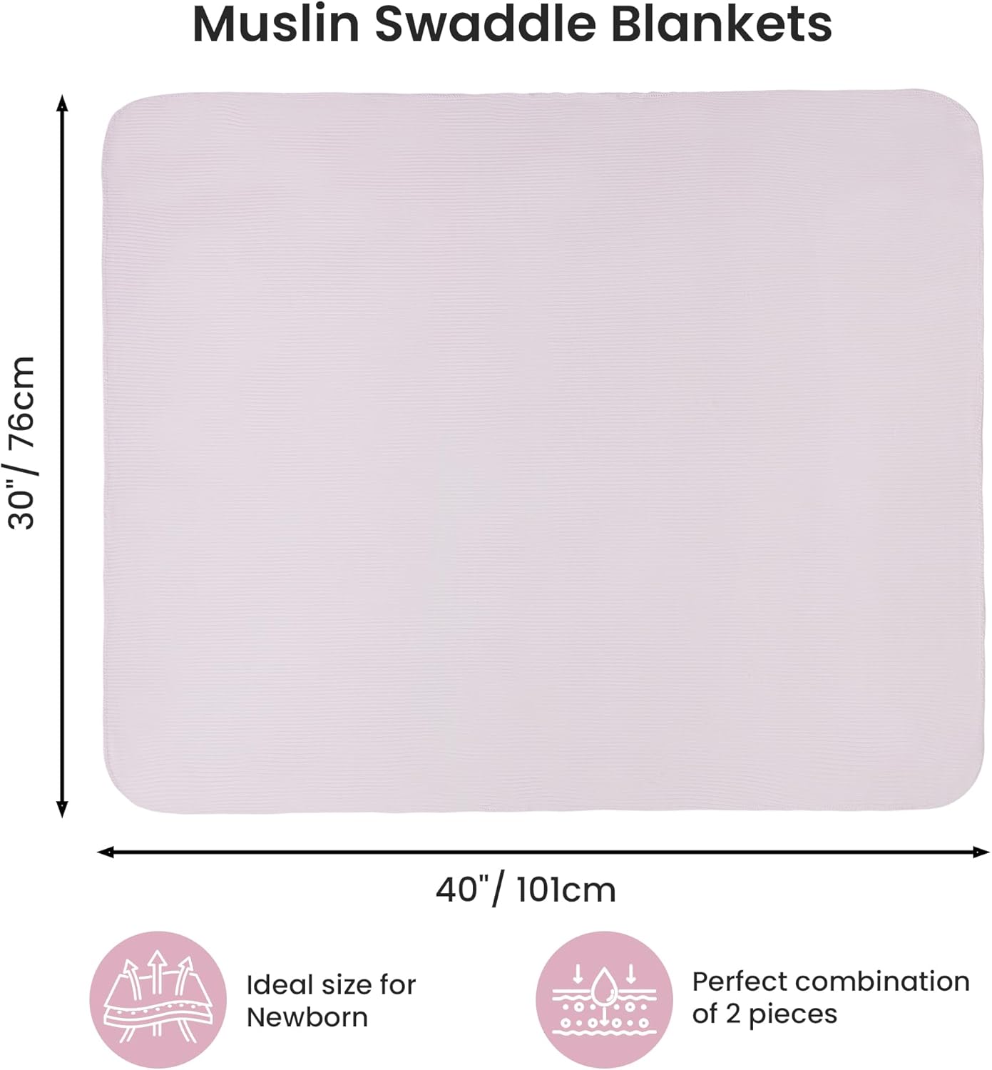 Jersey Swaddle Blanket Ultra Soft Stretchy 40 x 30 Inches 2 Pcs Pink