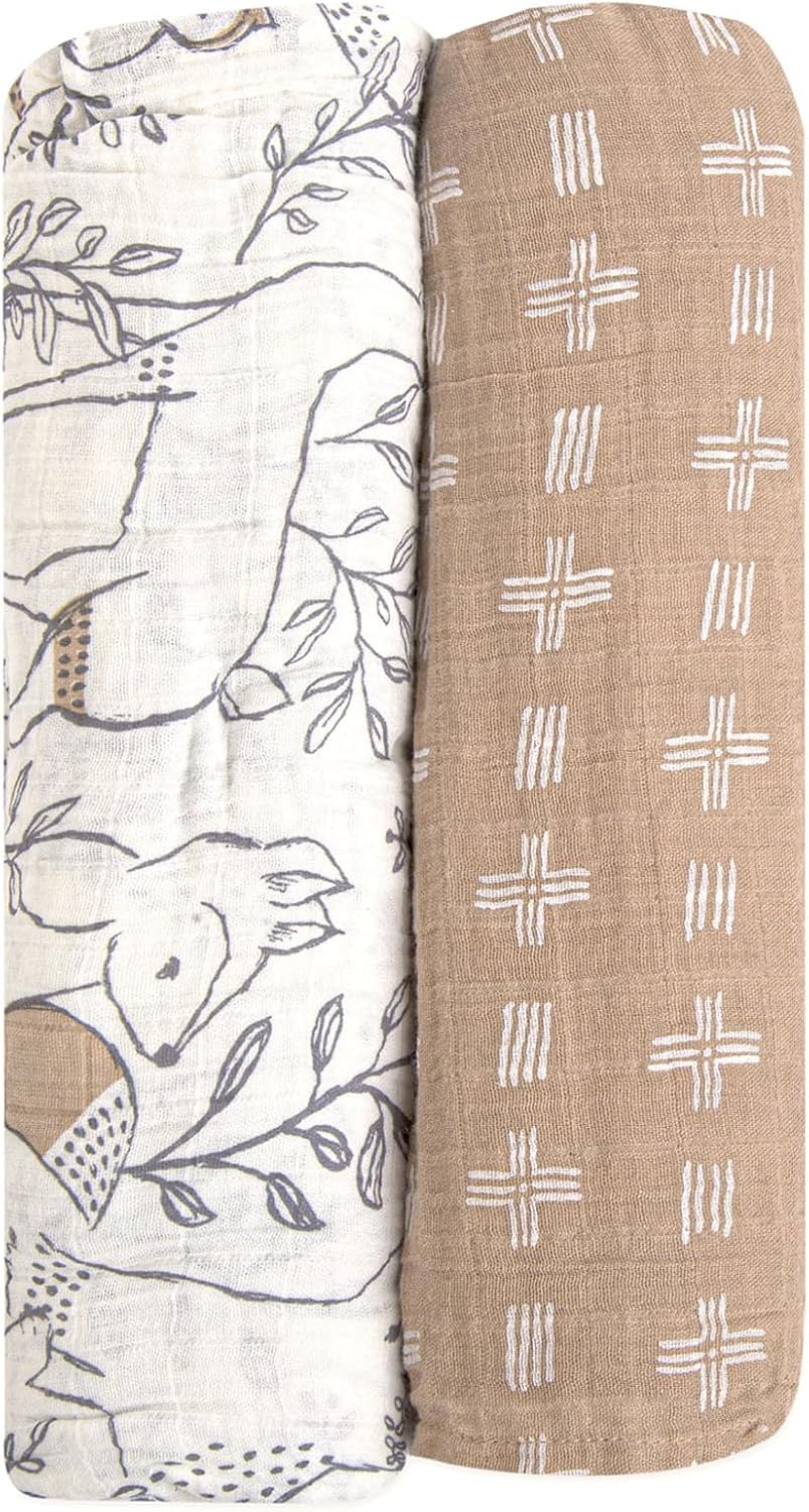Crane Baby 100 Cotton Muslin Swaddle Blankets Set of 2