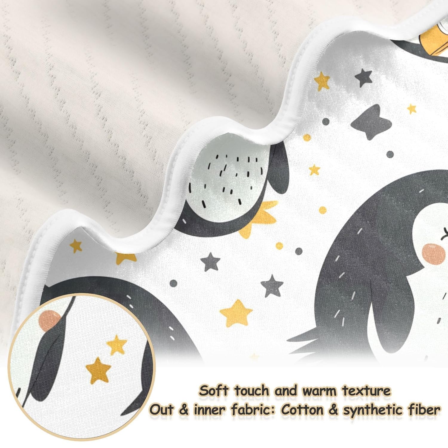 ALAZA Sleeping Penguin Star Swaddle Blanket