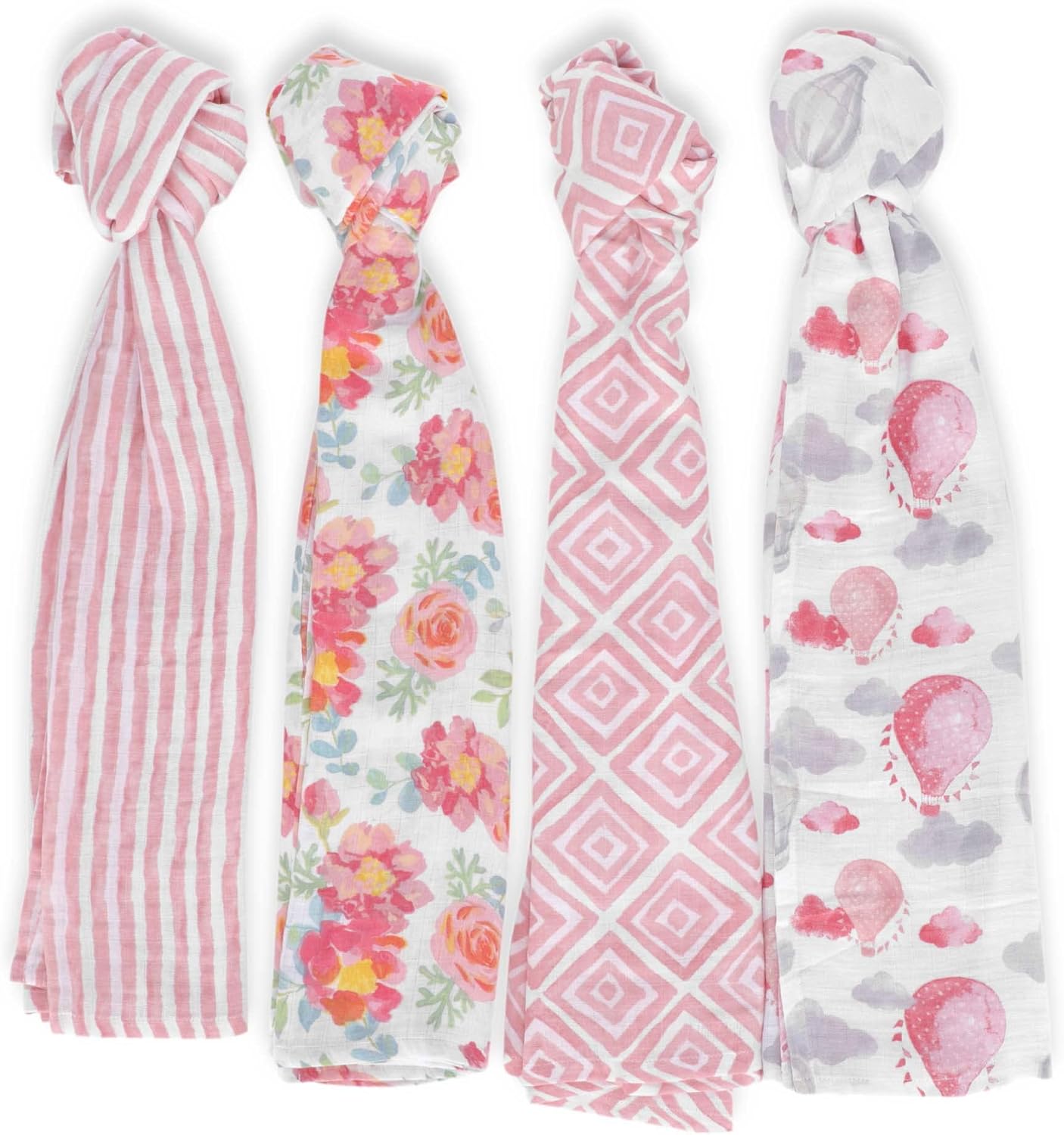 Featherhead 100 Cotton Muslin Swaddle Blankets - 4 Pack Garden Floral
