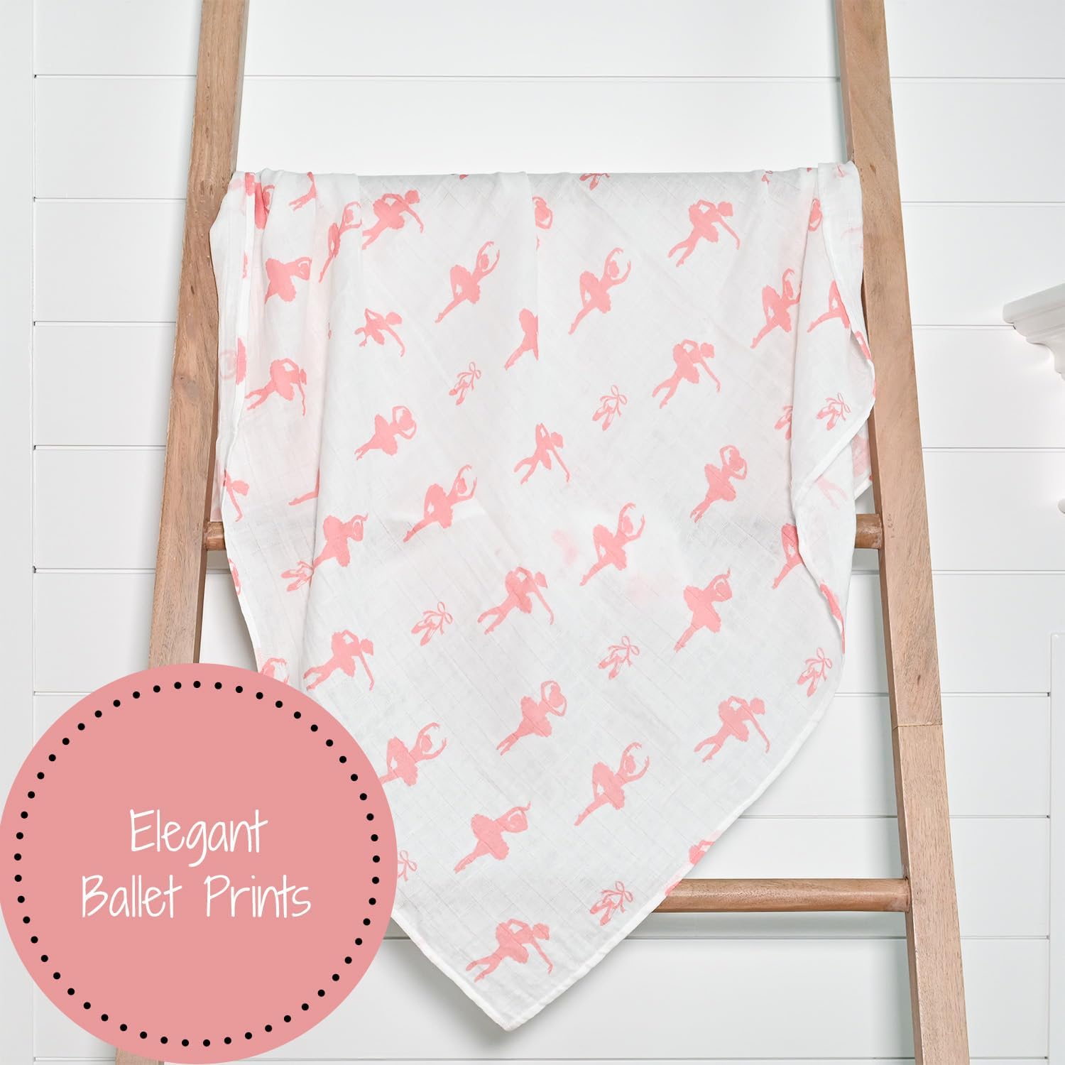 LollyBanks Ballet Print Swaddling Blanket 47x47 Inches
