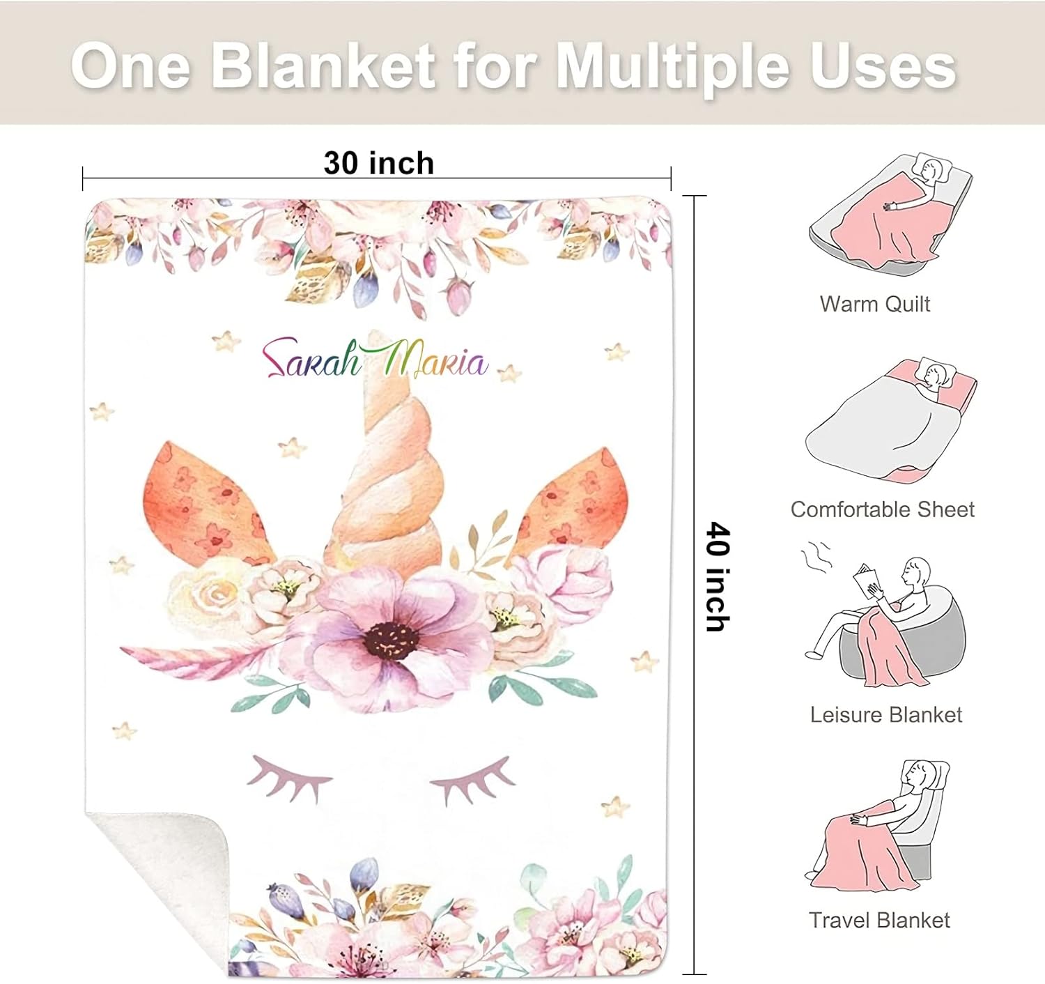 Floral Elegant Personalized Baby Blanket 30x40 in