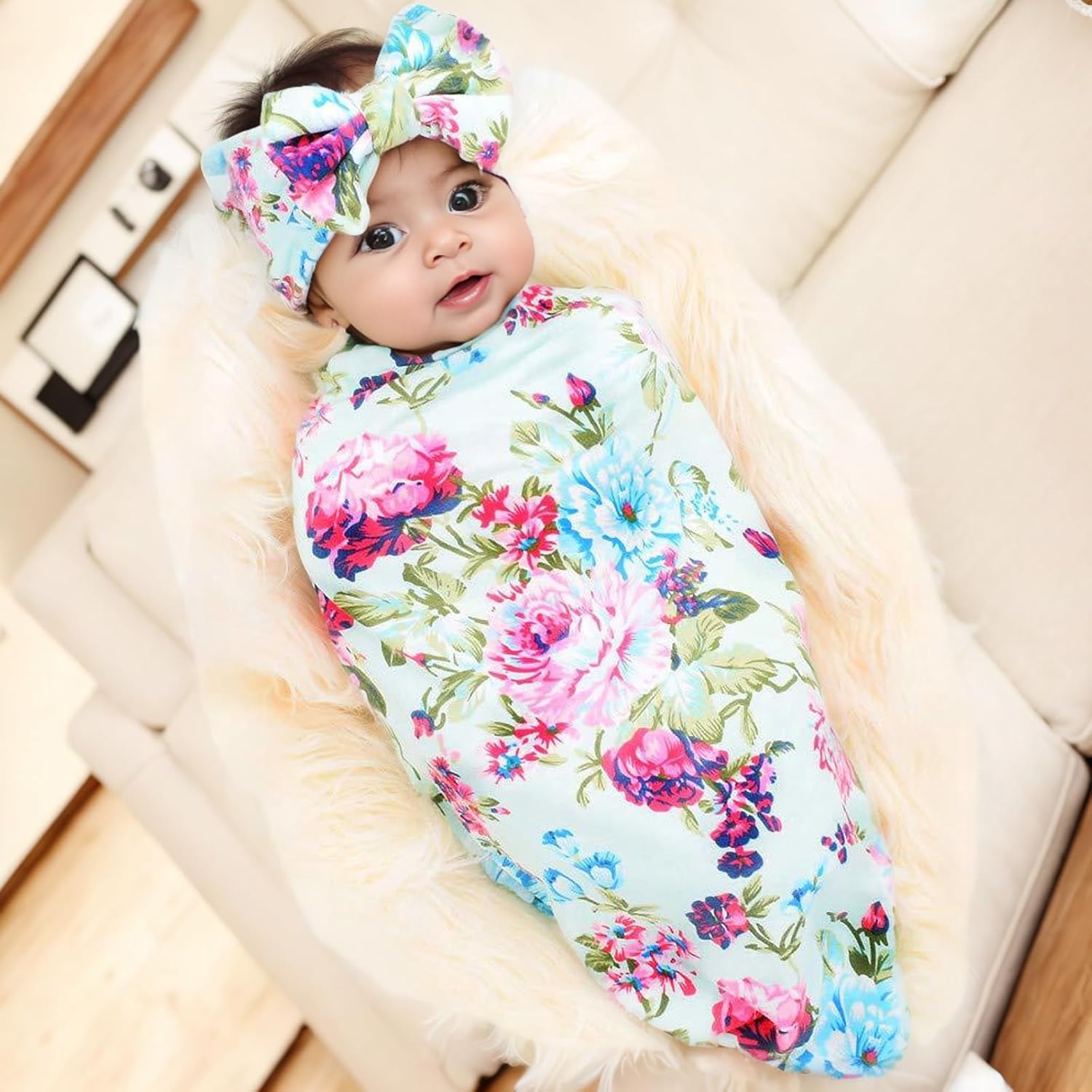 Galabloomer Flower Print Swaddling Blanket Set 1
