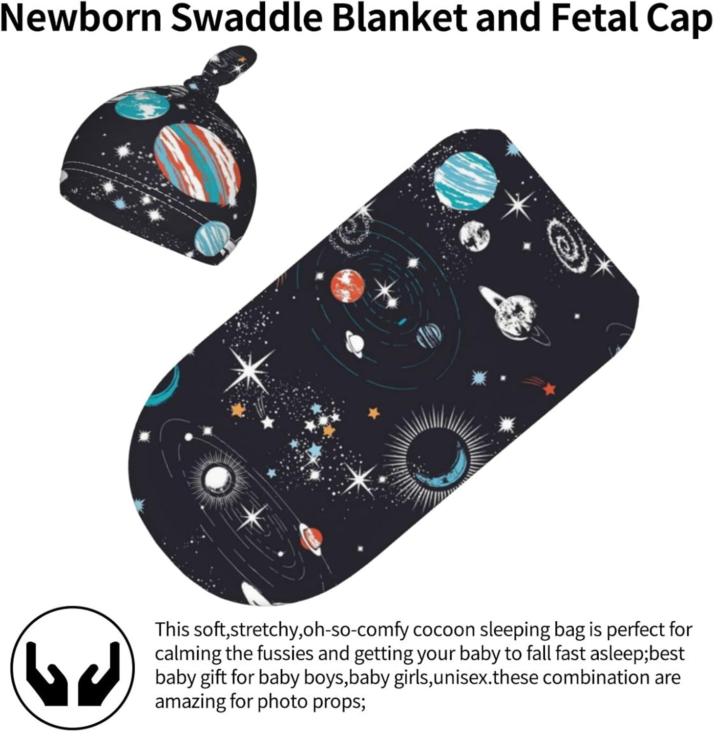 Osvbs Galaxy Swaddle with Beanie Set for Newborn