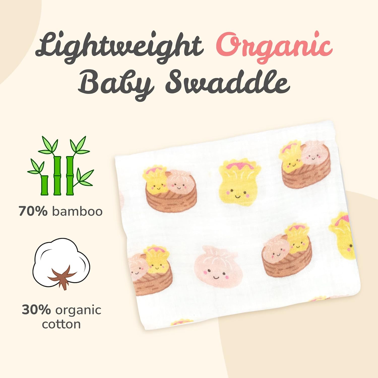 The Wee Bean Organic Cotton Bamboo Rayon Swaddle Muslin Blanket