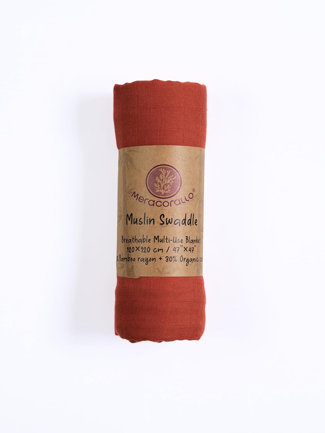Meracorallo Muslin Swaddle Blanket Brick Red 47x47