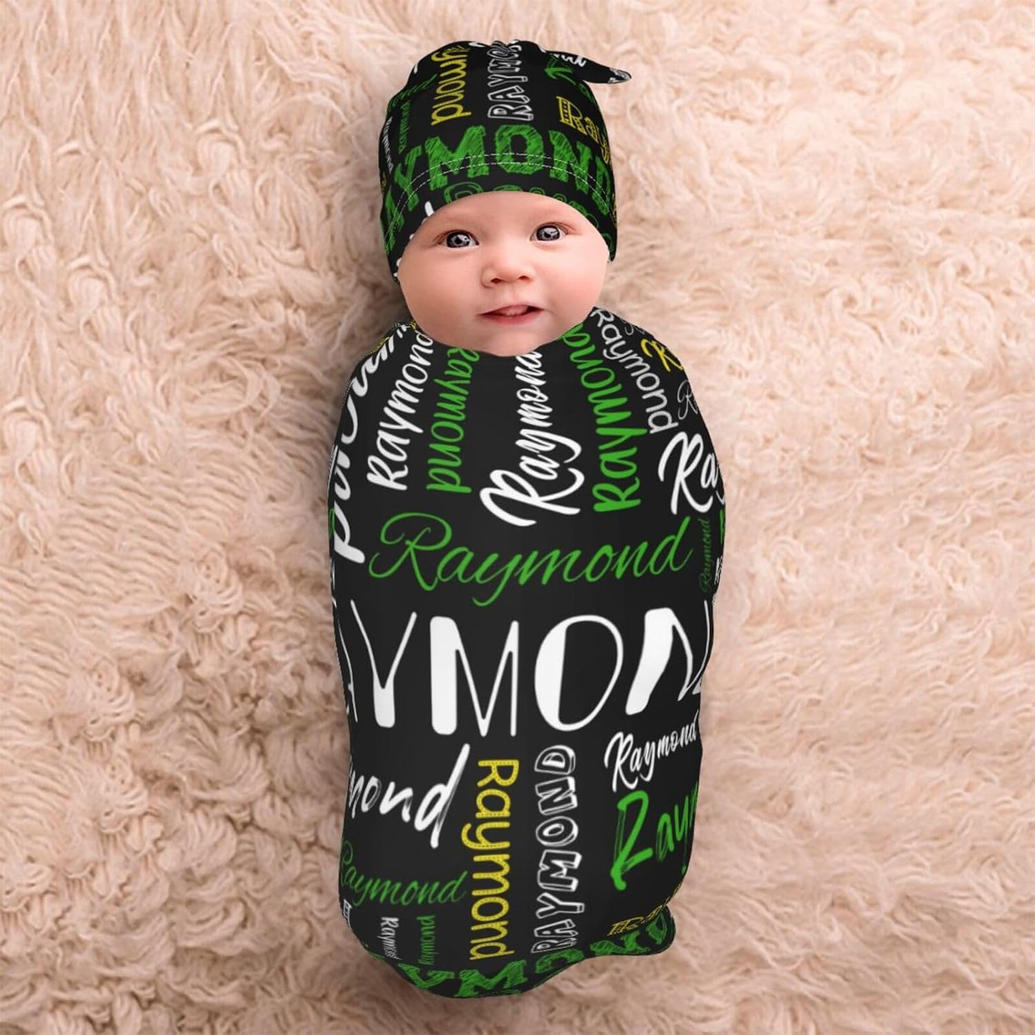 Personalized Name Swaddle Set for Baby Girl or Boy