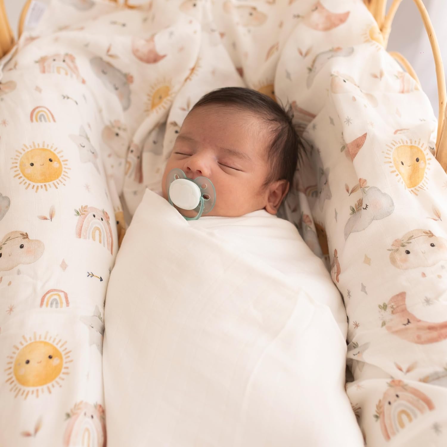 Papaya Kids Muslin Swaddle Blankets - 2 Pack Clouds Pink