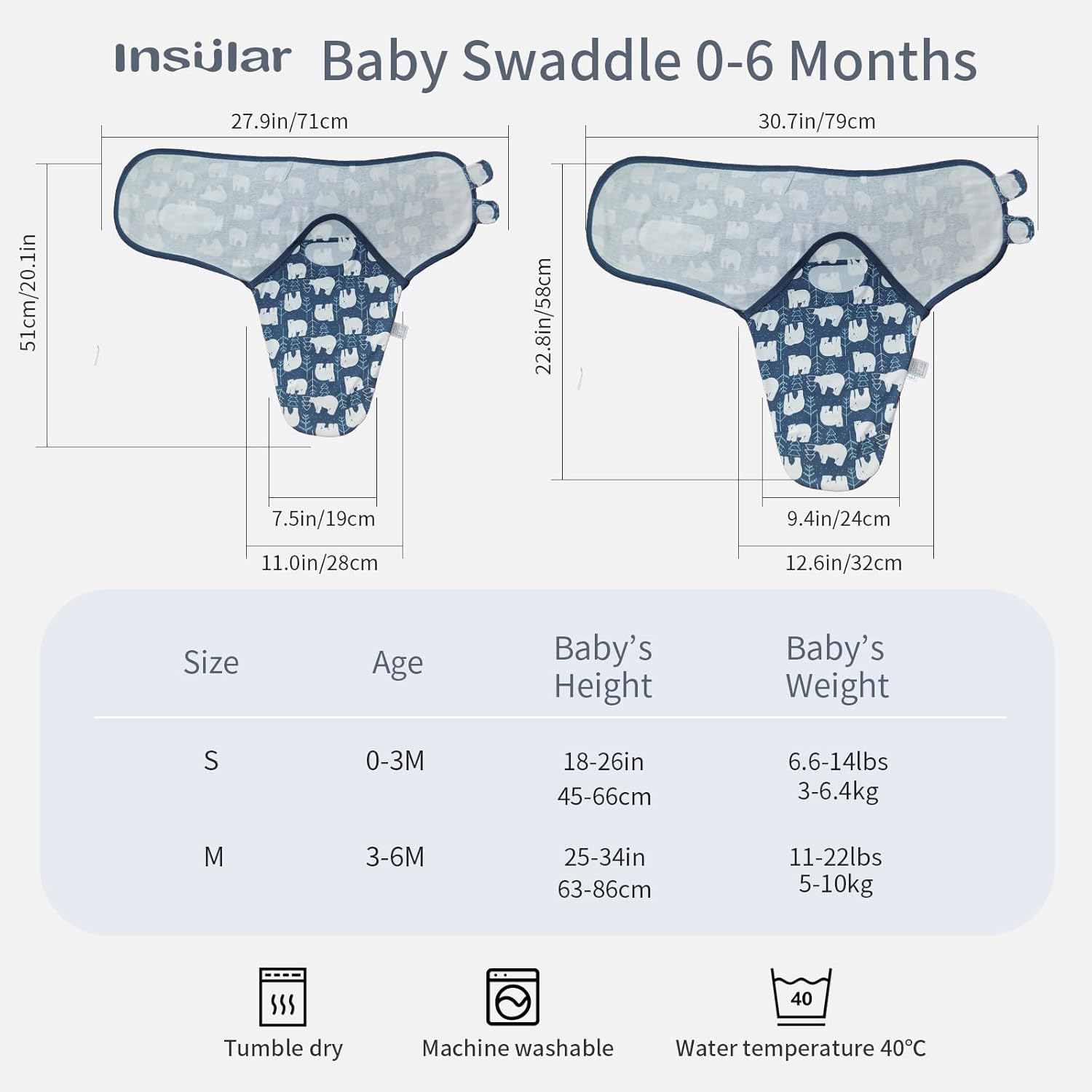 INSULAR Soft Cotton Swaddle Blanket 3 Pack
