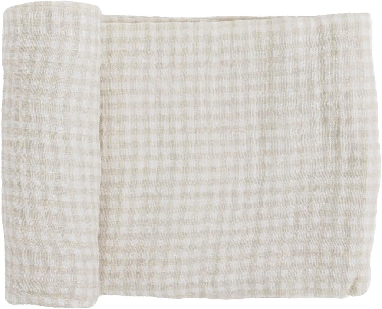 Little Unicorn Cotton Swaddle Blanket Tan Gingham