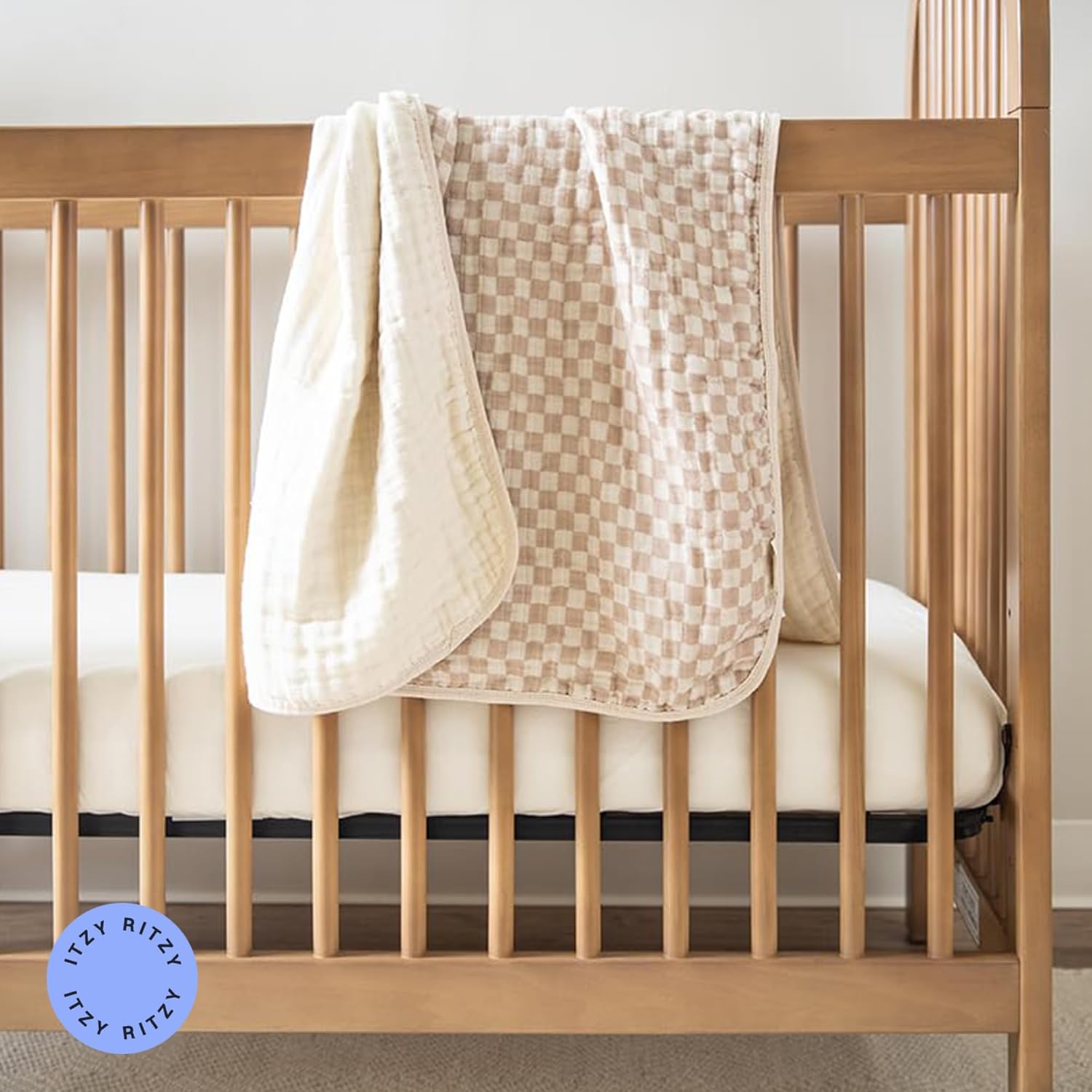Itzy Ritzy Baby Blanket - Soft Cotton Muslin Checkerboard