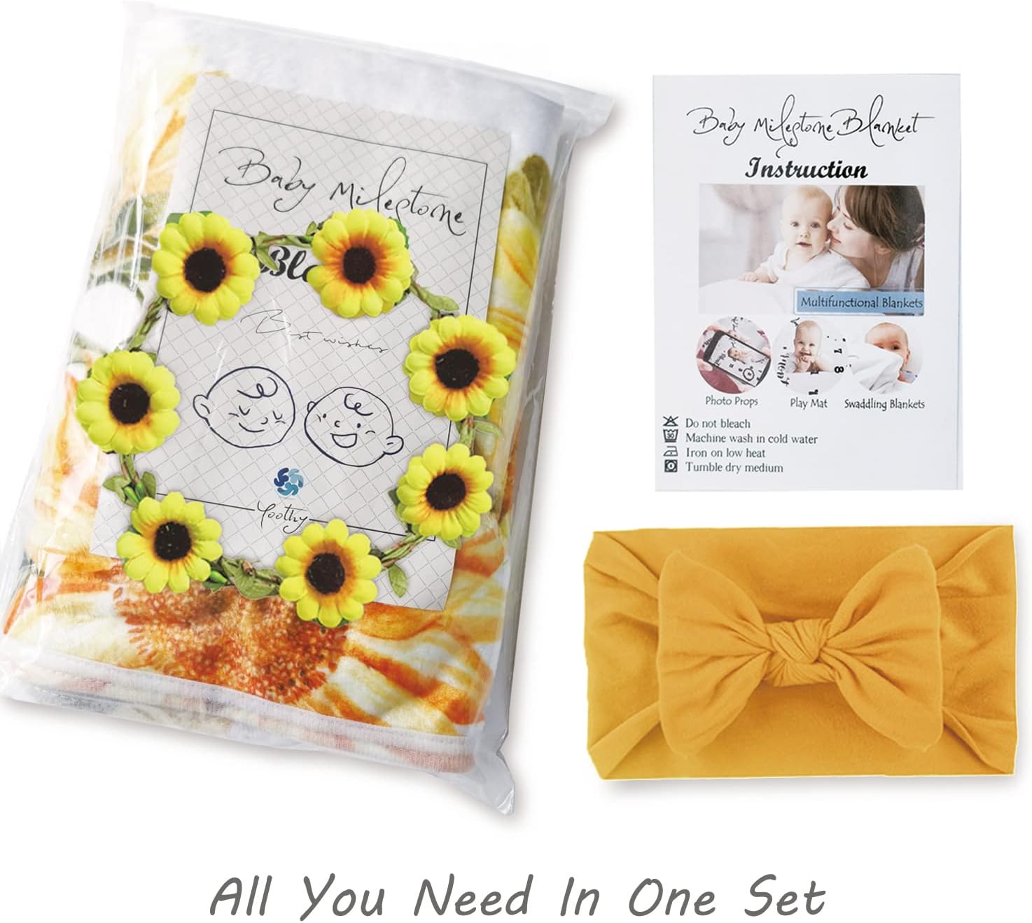 Yoothy Sunflower Baby Monthly Milestone Blanket for Girls