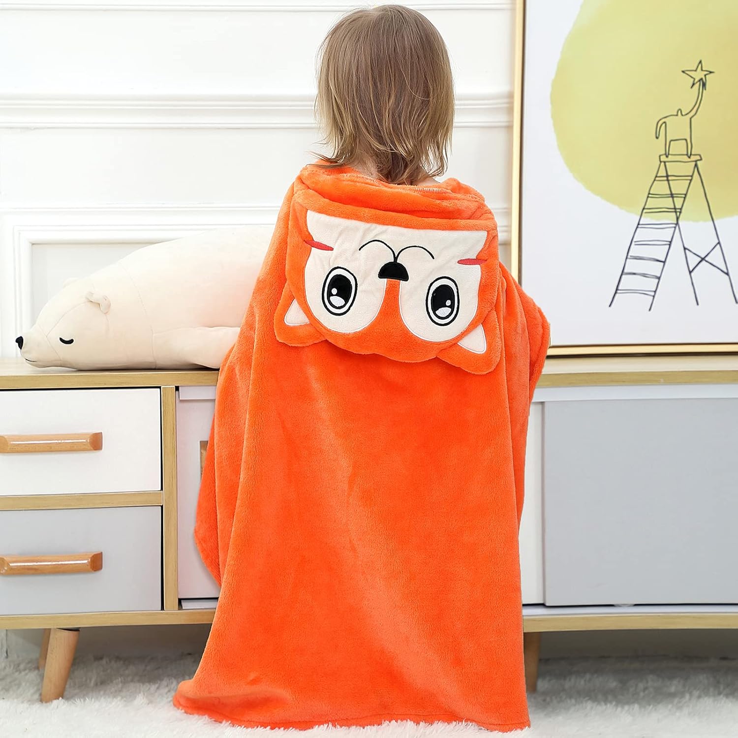 MICHLEY Baby Hooded Swaddling Blanket with Fox Design