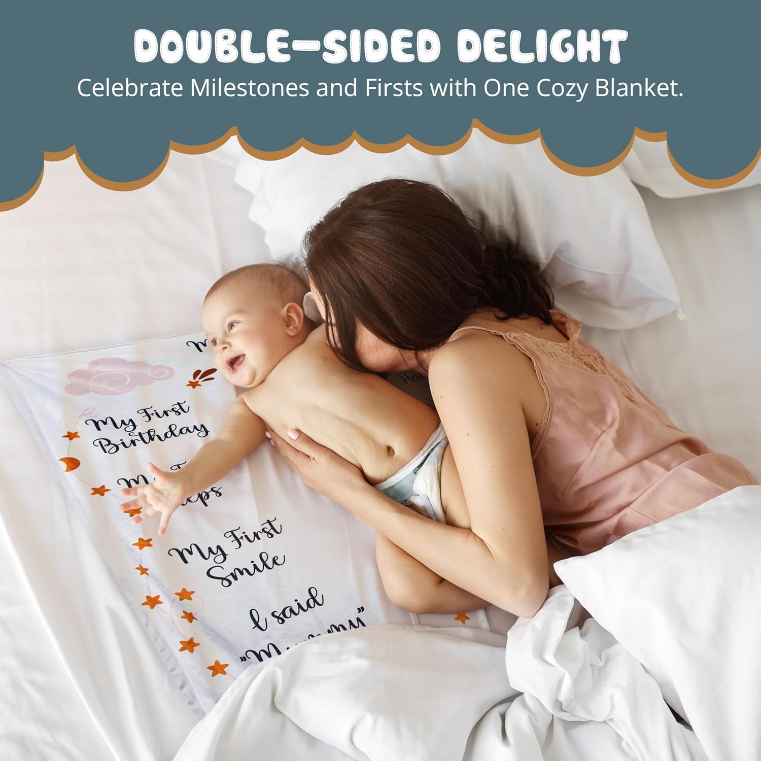 Lilimran Monthly Milestone Blanket - Reversible Baby Photo Setup