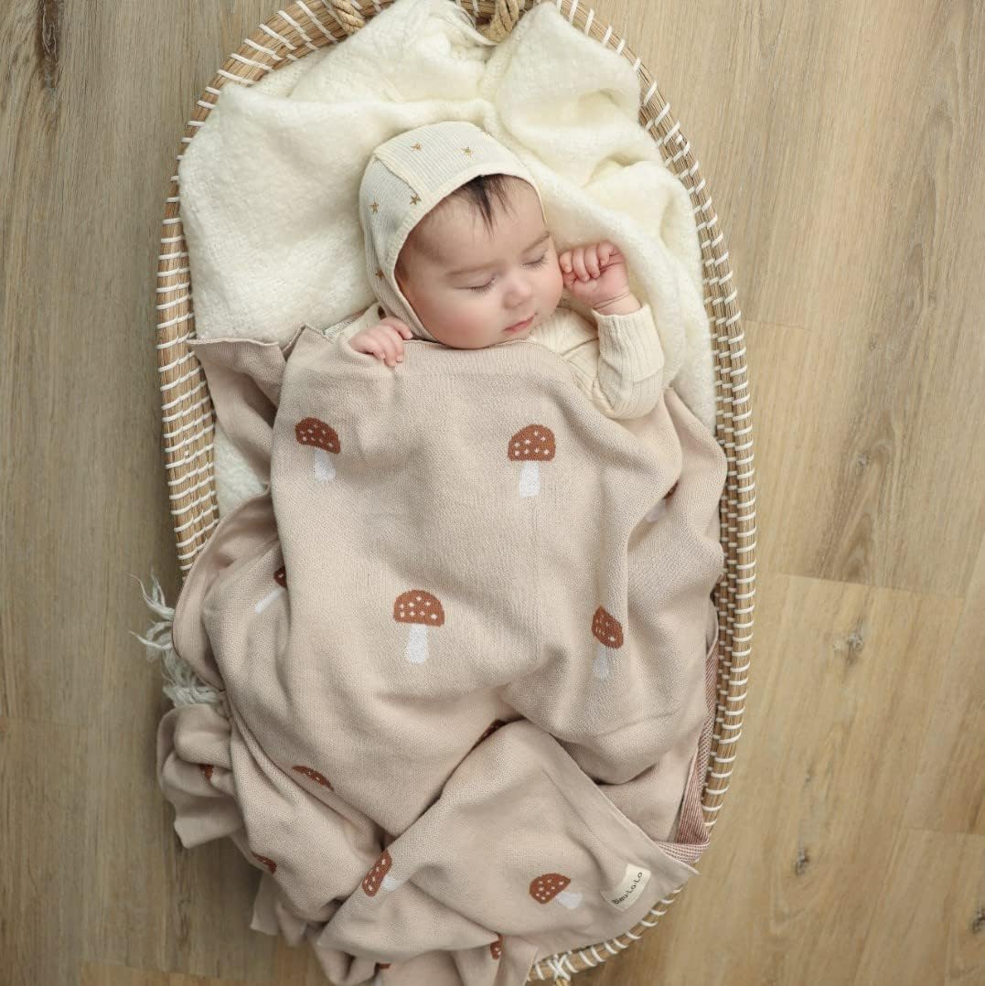 Bleu La La Mushroom Swaddle Blanket for Newborns