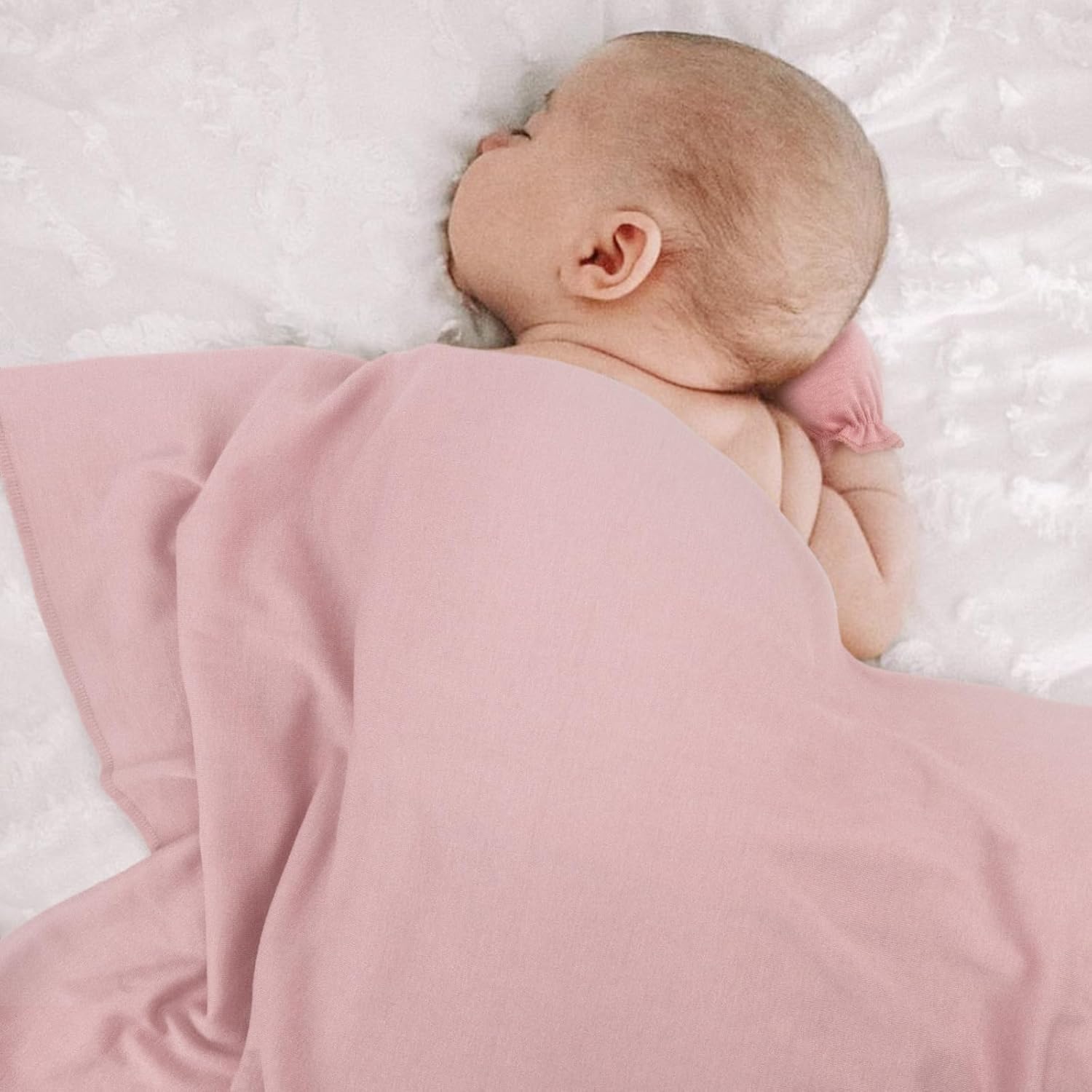 AQOKKA Newborn Swaddle Blanket with Bow Hat Mittens Set