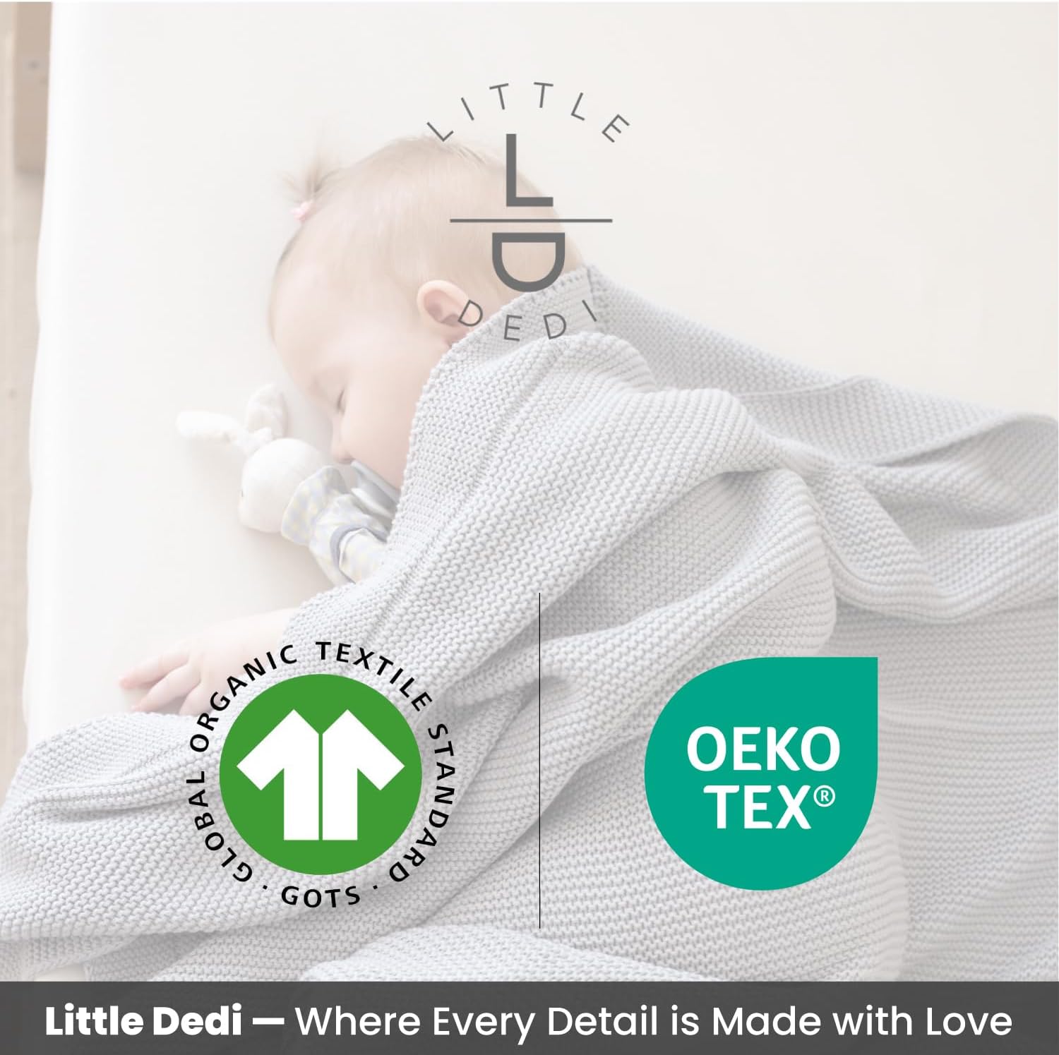 Little Dedi Organic Cotton Knitted Blanket - 30x40 Harbor Mist
