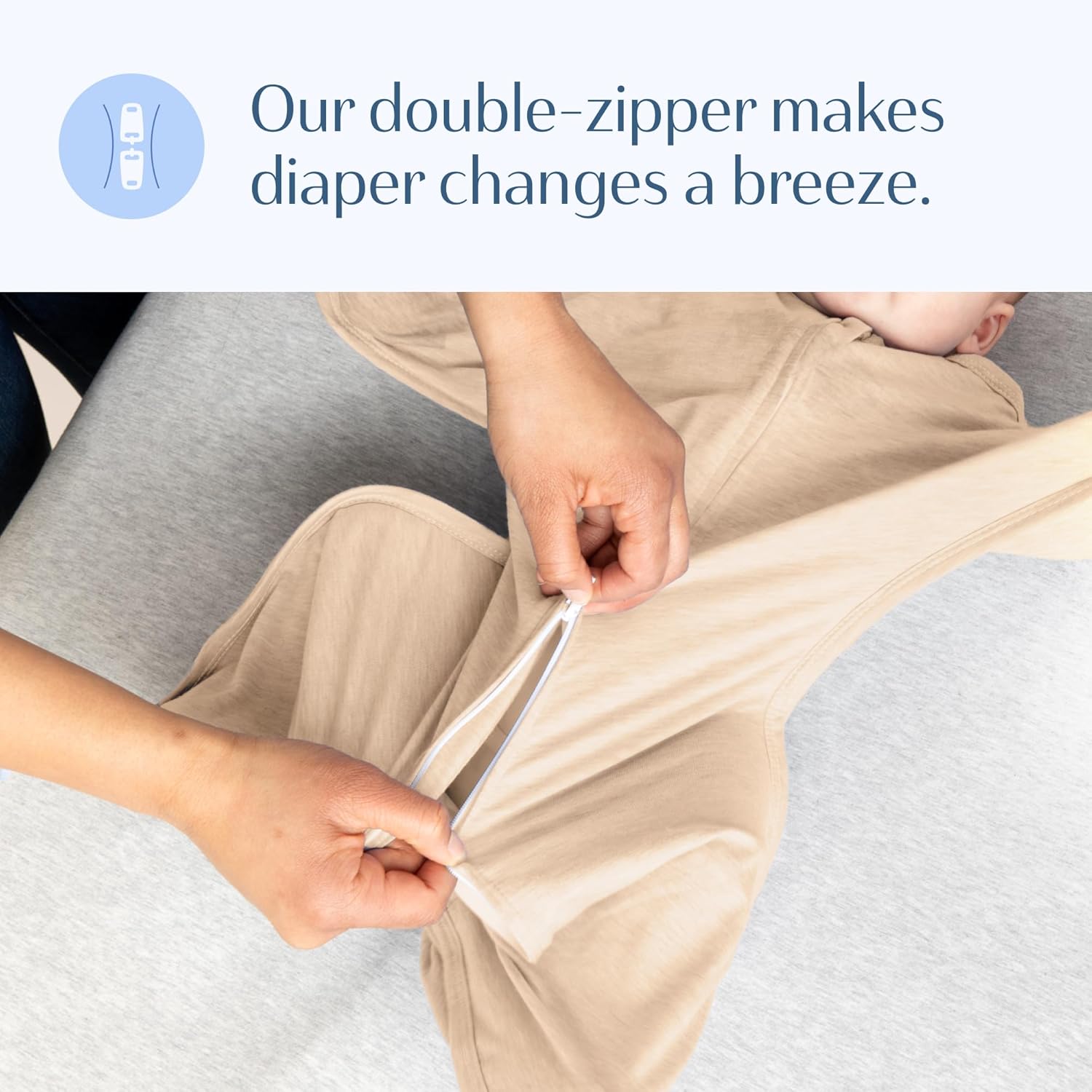 SleepingBaby Zipadee-Zip Transition Swaddle - Balanced Beige Heather