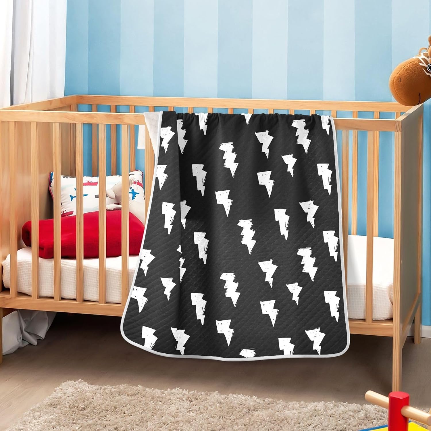 KICPOAY Doodle White Lightning Bolt Swaddle Blanket for Newborns