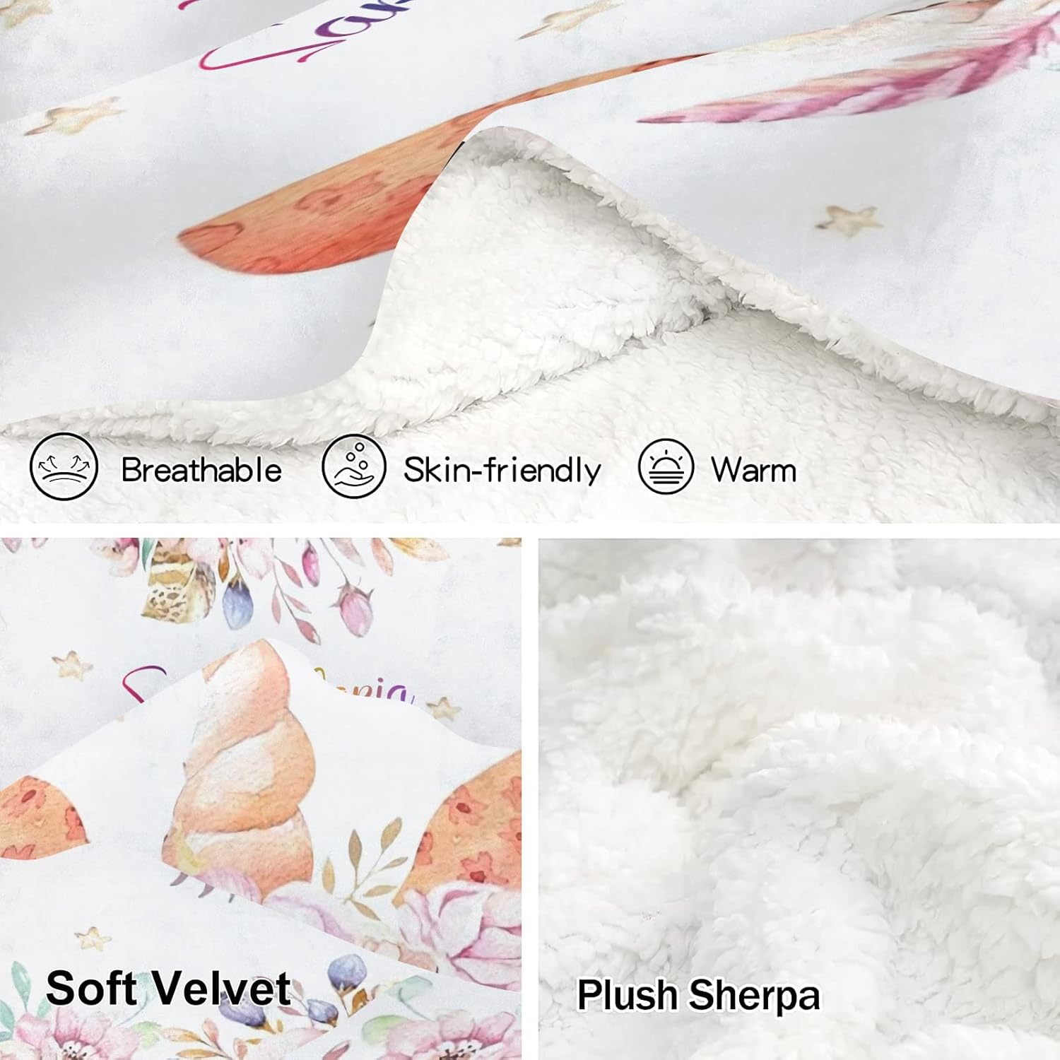Floral Elegant Personalized Baby Blanket 30x40 in