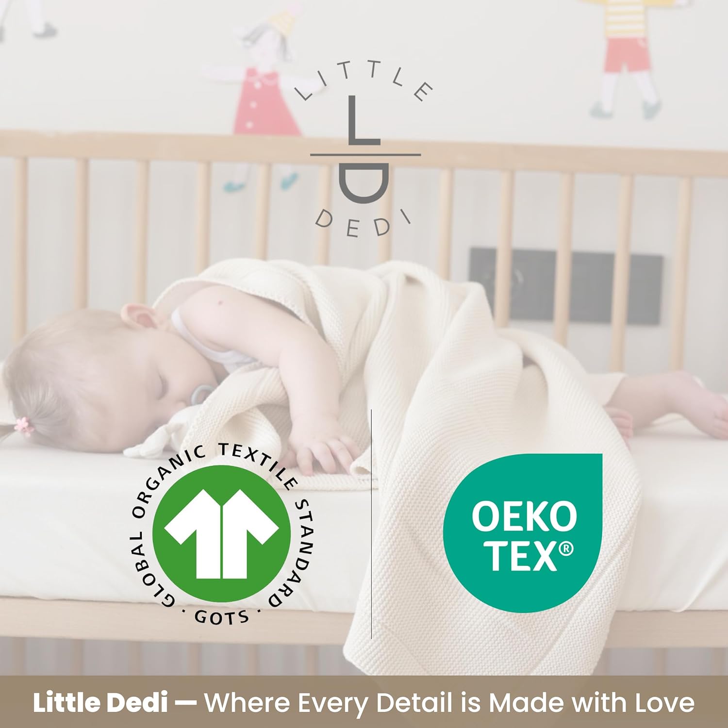 Little Dedi 100 Organic Cotton Baby Blanket - 30x40 Neutral Earth Ivory