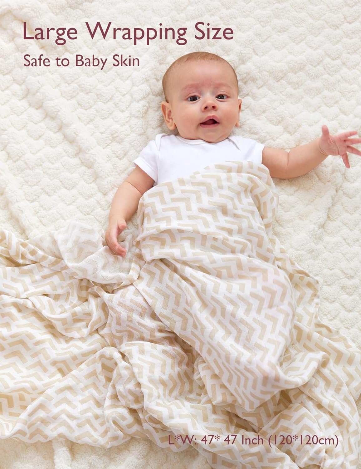 Momcozy Muslin Swaddle Blankets 4 Pack Neutral Star Print