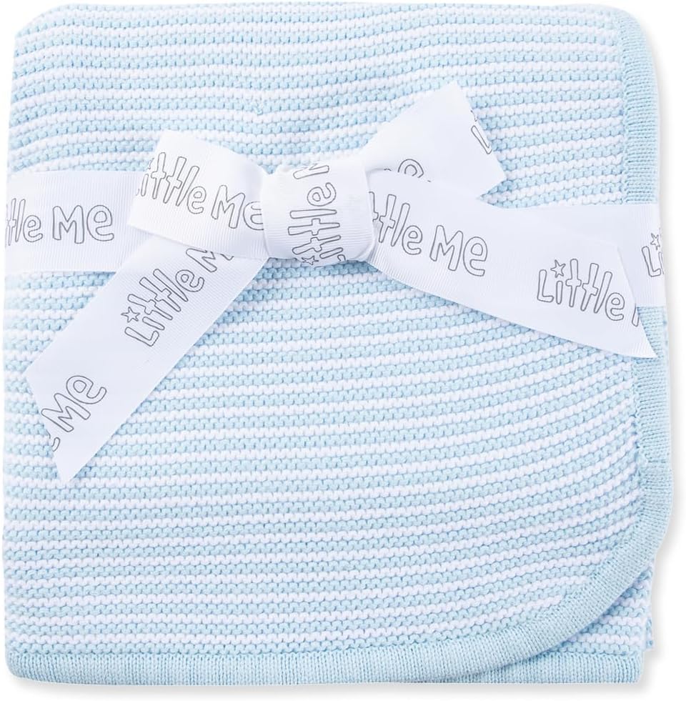 Little Me Baby Boys Textured Stripe Stroller Blanket 30x40 Inches