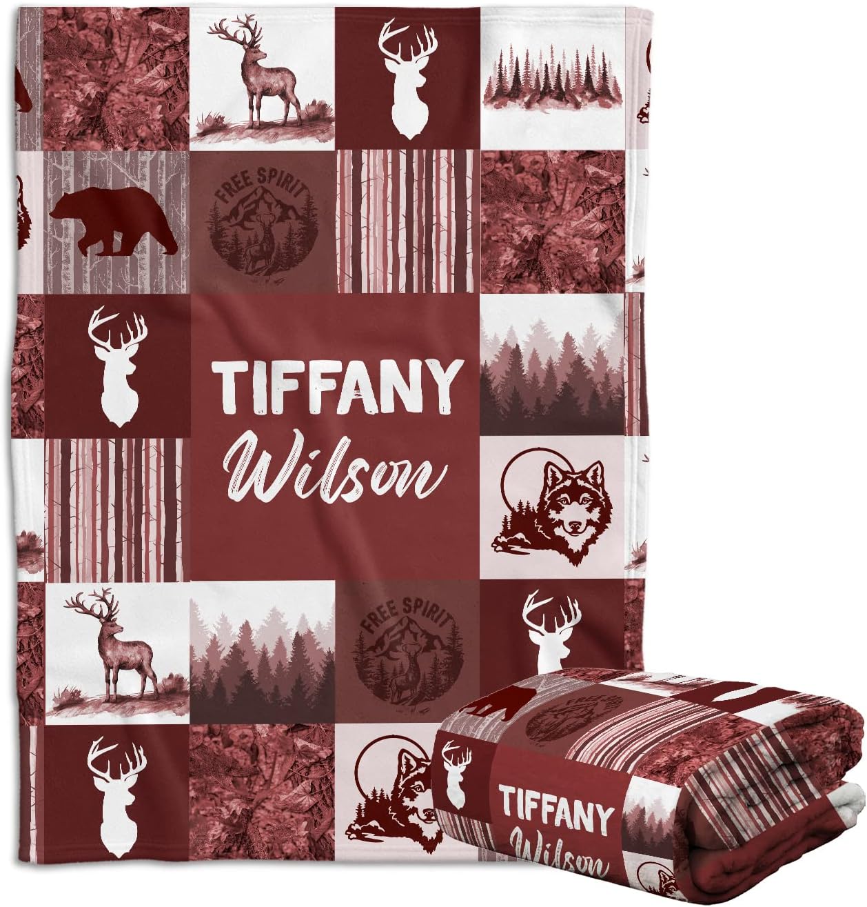 Hykuc Personalized Woodland Baby Blanket with Name 1
