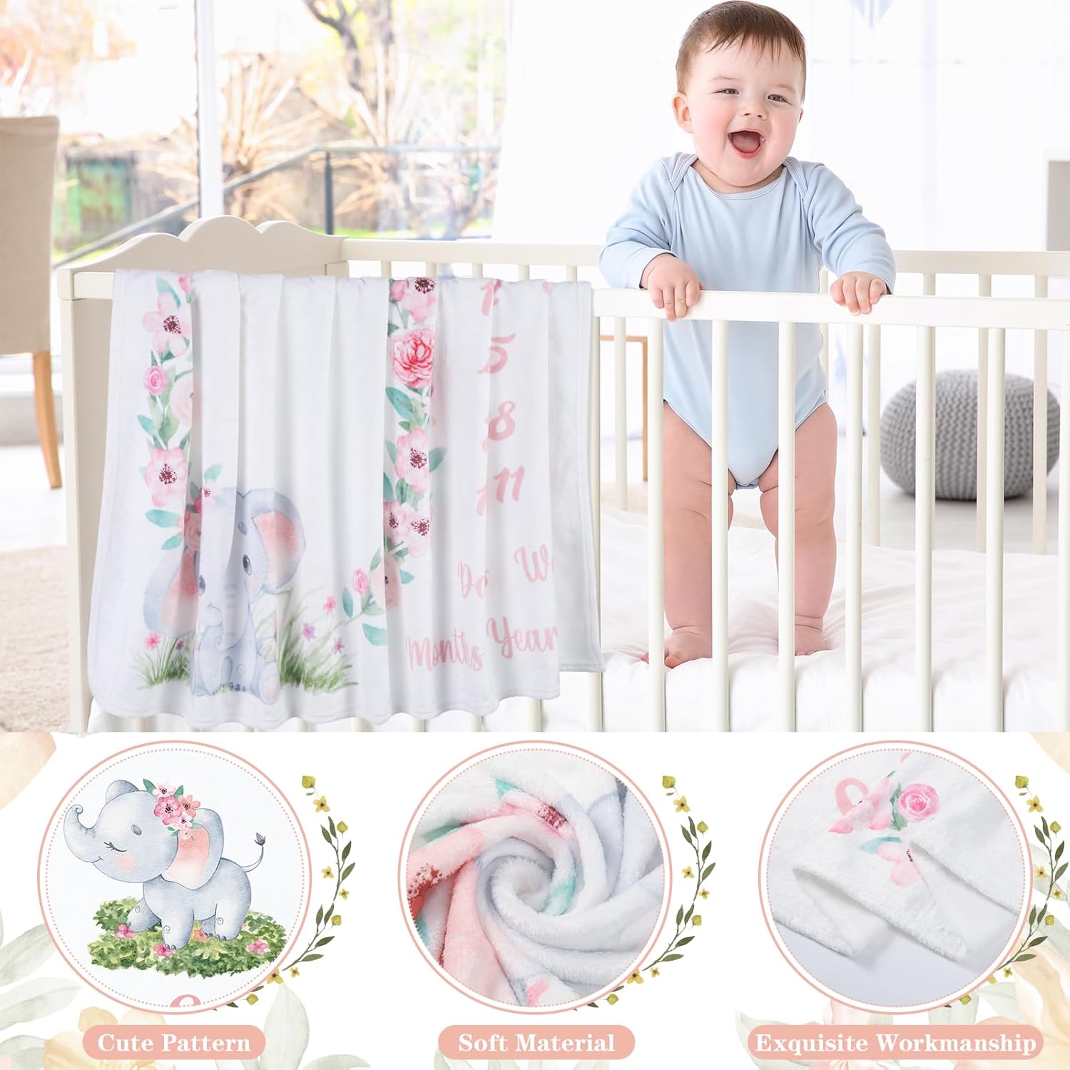 Auidy_6TXD Baby Milestone Blanket with Signs
