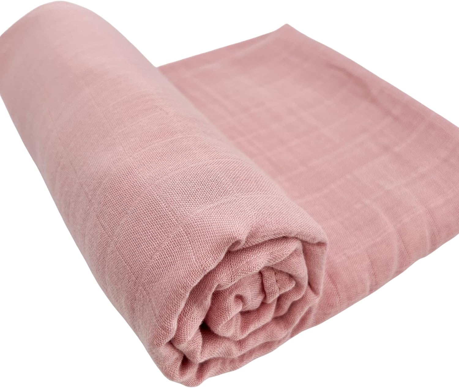 Premium Swaddle Blanket - Bamboo Viscose Organic Cotton 47 Inches Dusty Rose