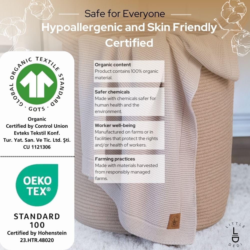 100 Organic Cotton Baby Blanket - Soft Neutral 30x40