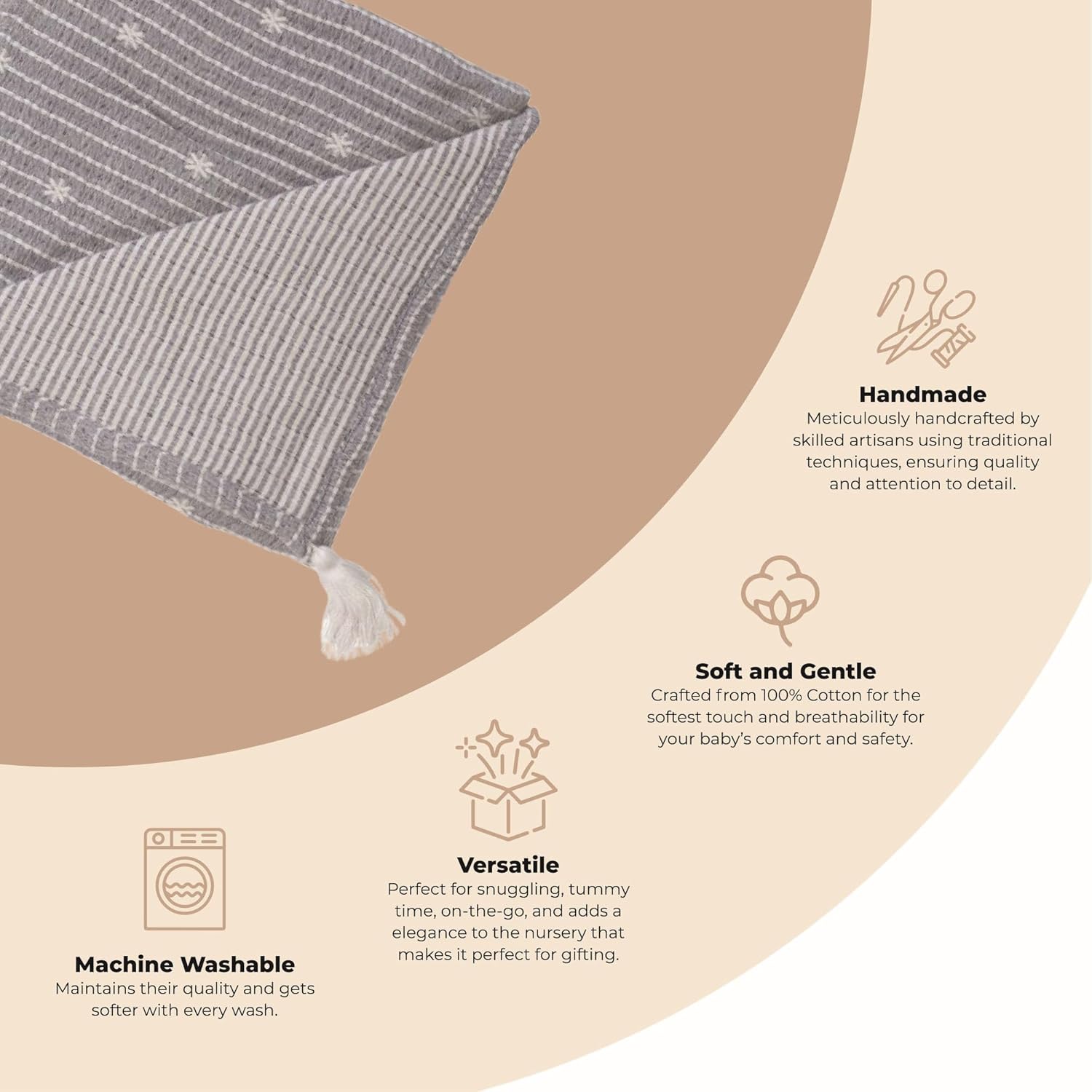 Crane Baby Starlight Luxe Blanket 36 x 36 Inches 100 Cotton