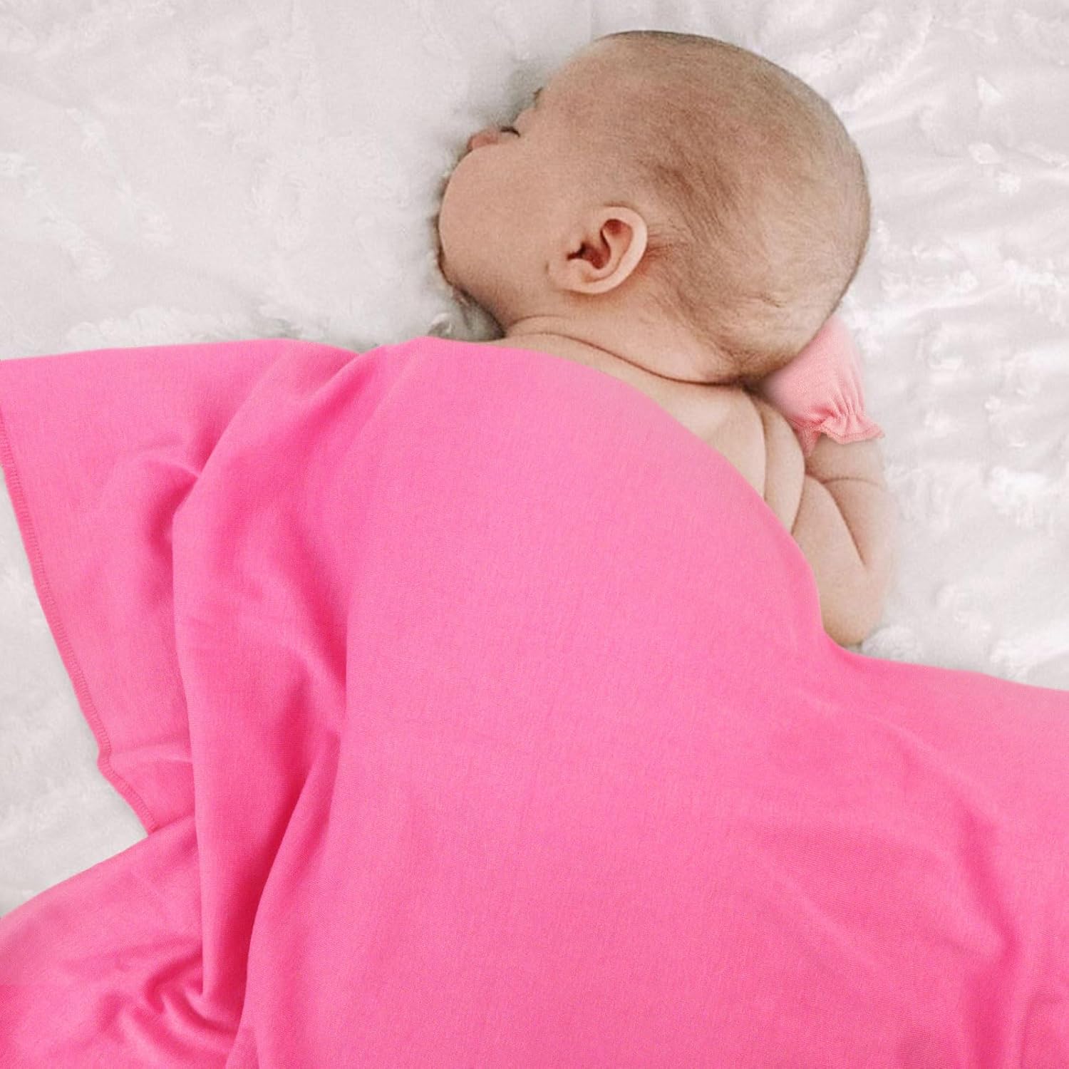 AQOKKA Newborn Swaddle Blanket with Bow Hat Mittens Wooden Card Set