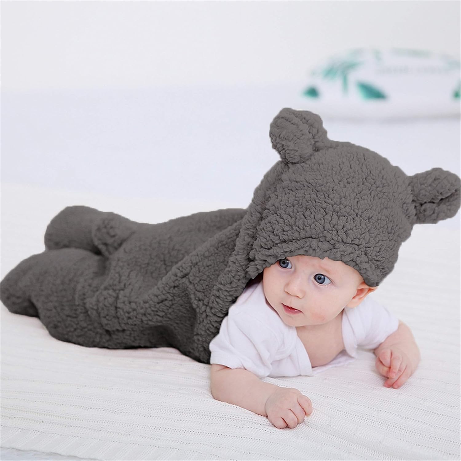 XMWEALTHY Soft Hooded Baby Swaddle Blanket for Newborns