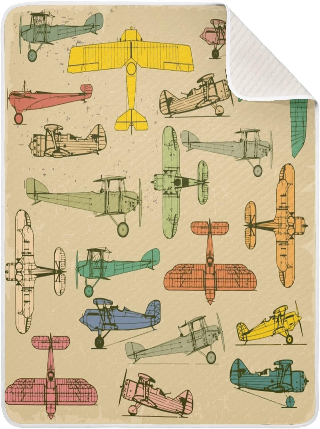 Pigsaly Vintage Airplane Baby Blanket 30x40in