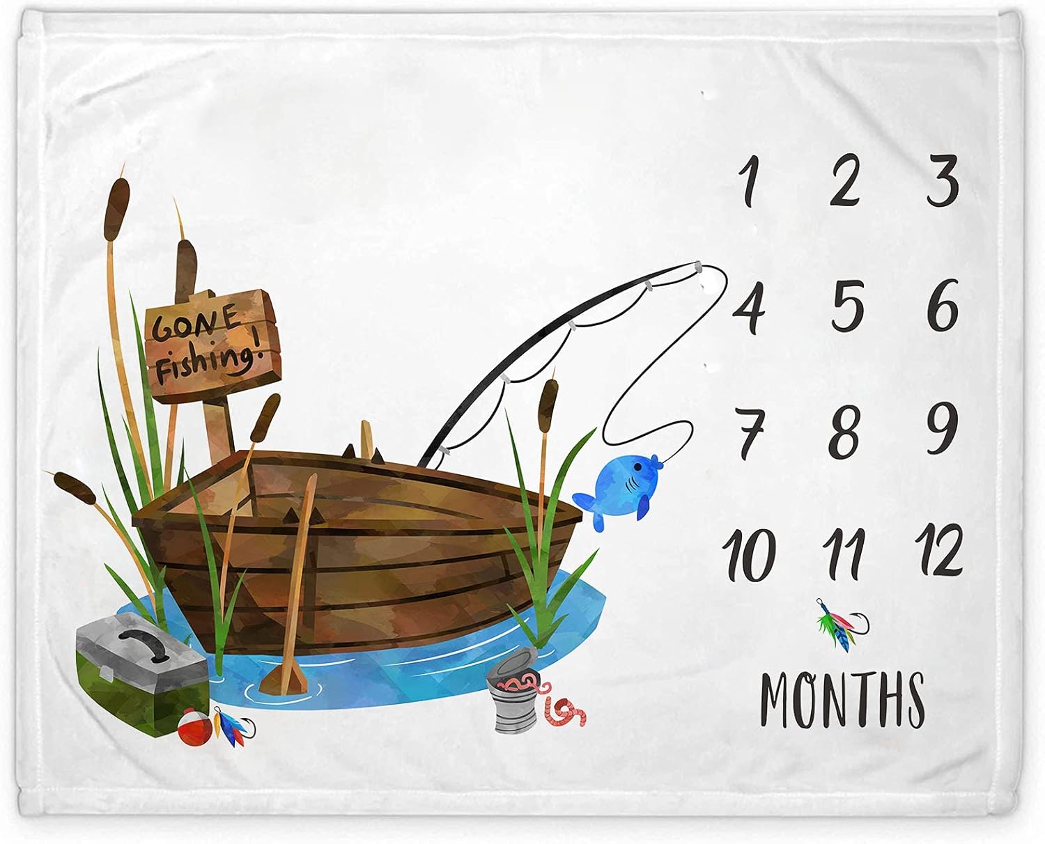 Yuzioey Fishing Baby Milestone Growth Chart Blanket