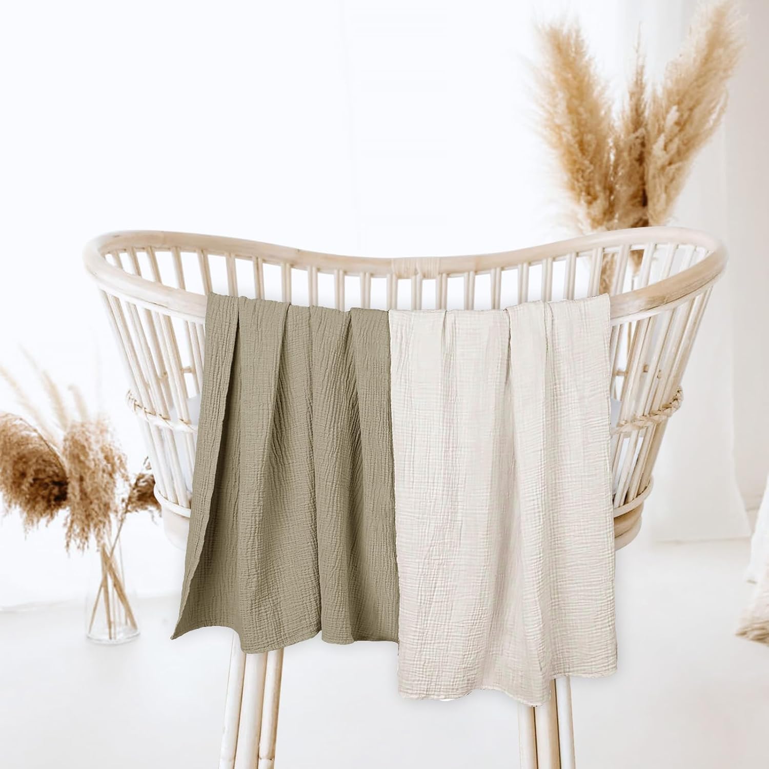 Lulumoon Muslin Swaddle Blanket 2 Pack - Soft Cotton Baby Blanket