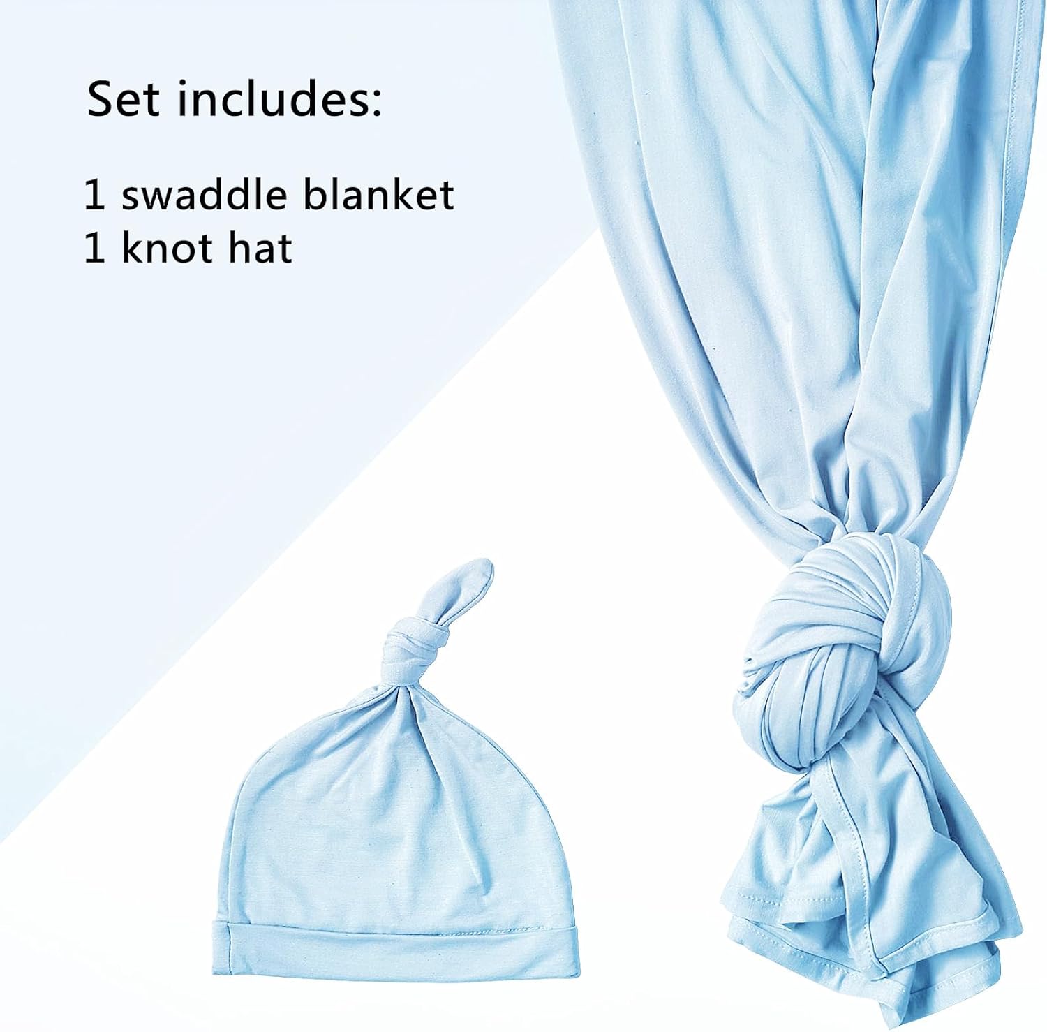 Aijoviko Newborn Swaddle Blanket with Hat Set Baby Blue