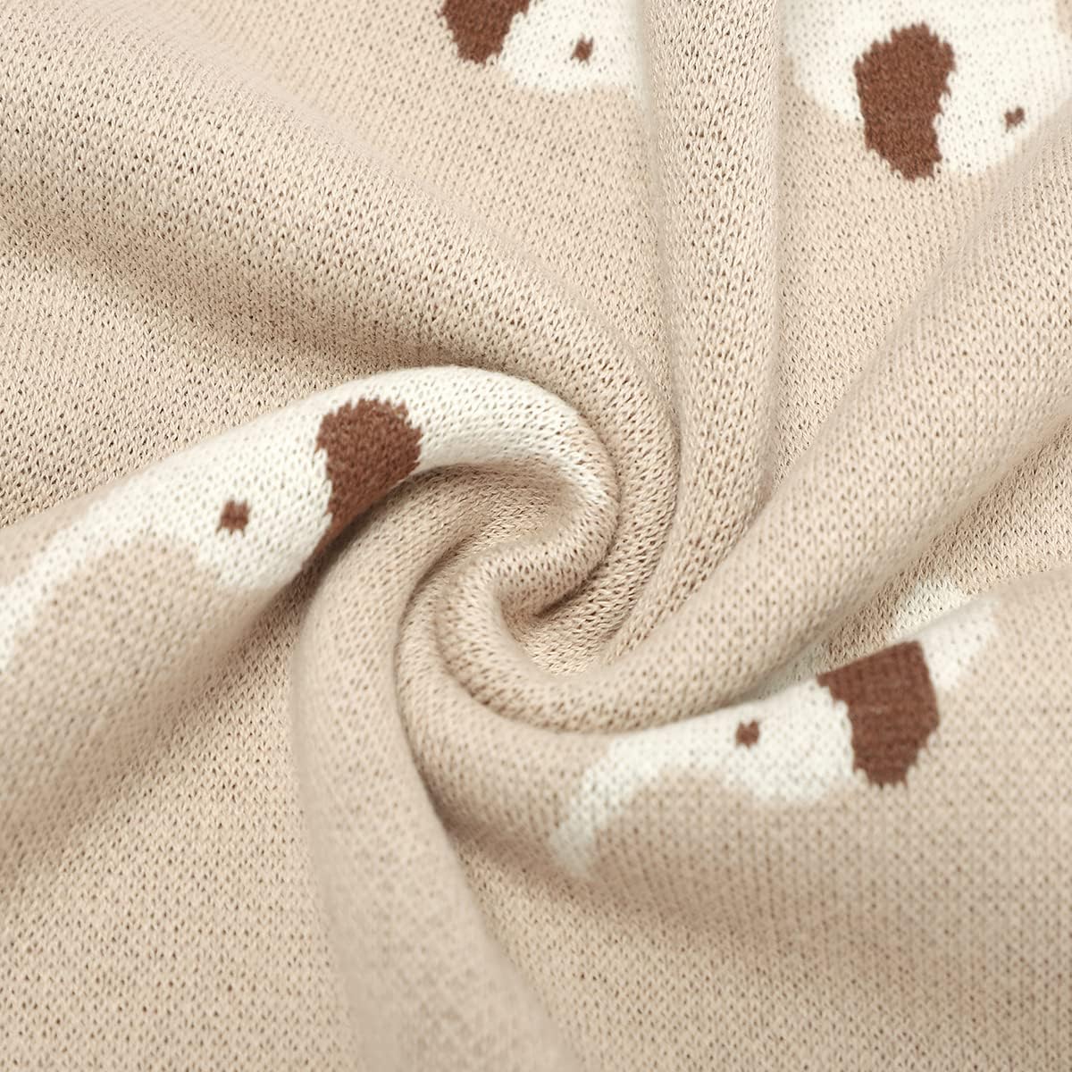 Hadetoto Soft Cotton Baby Blanket with Elephant Design - Camel 90 x 70cm