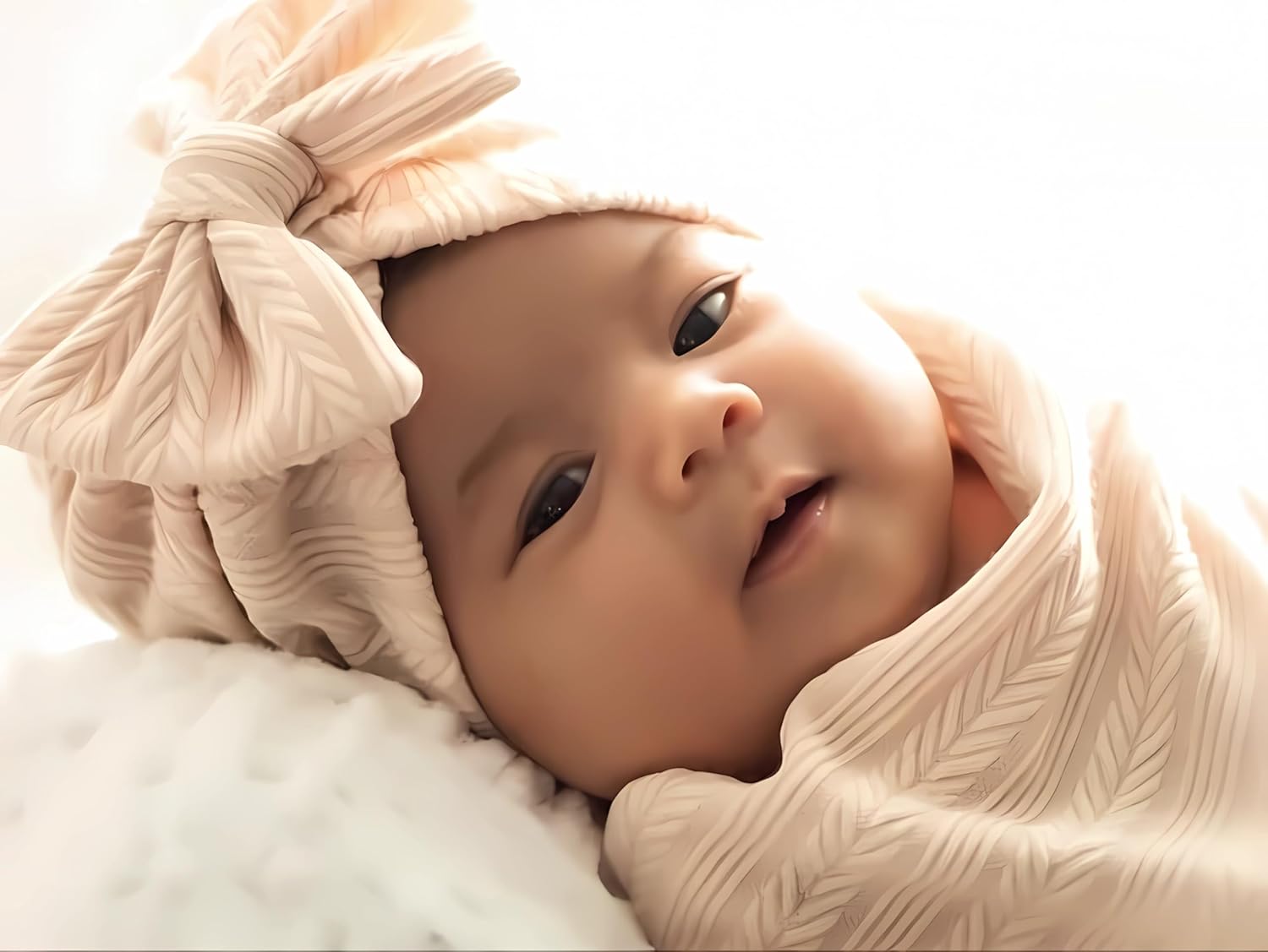 Jastore Baby Swaddle Blankets 3PCS with Hat and Bow Headband