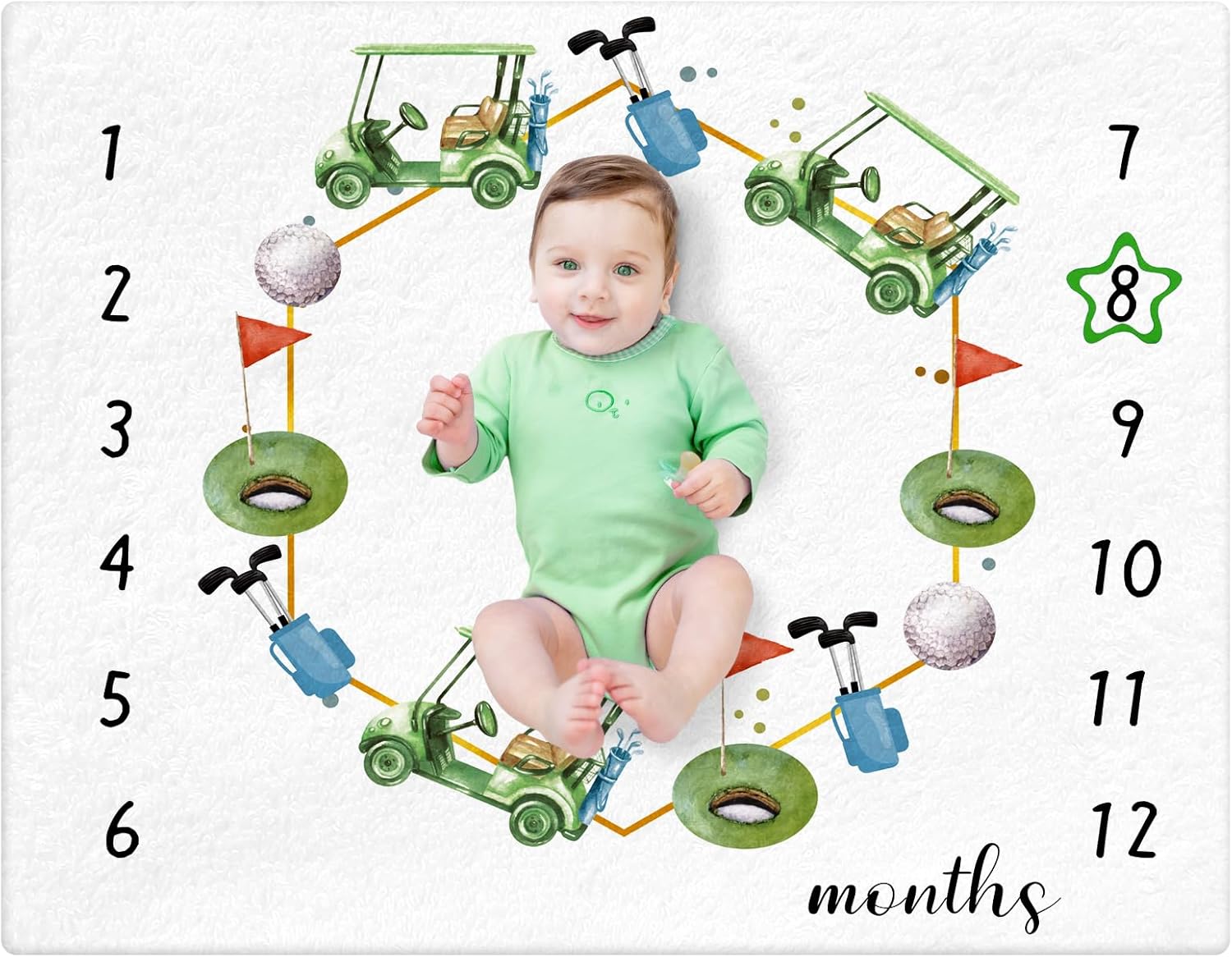Mindsoft Golf Print Monthly Milestone Blanket