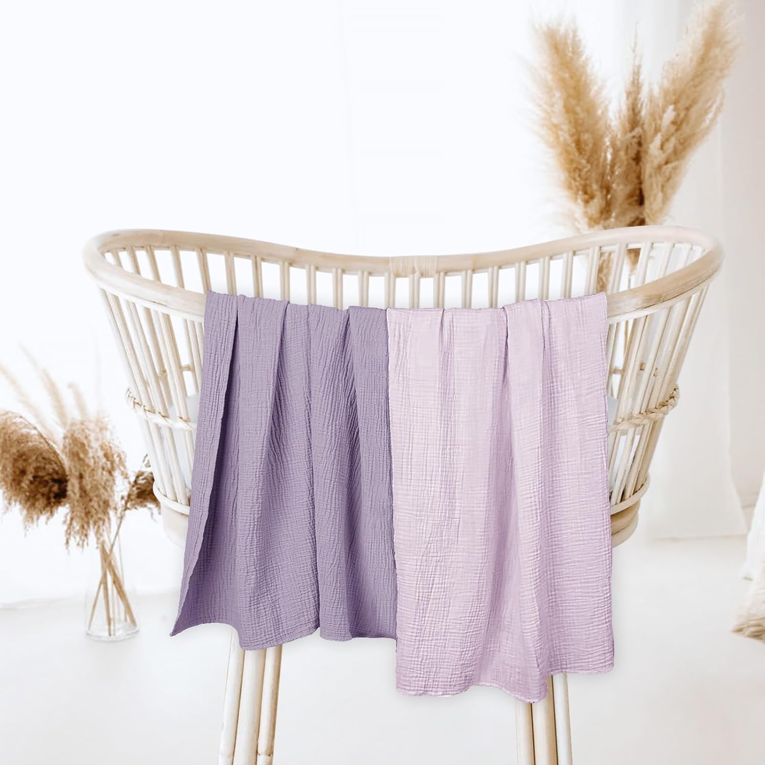 Lulumoon Muslin Swaddle Blanket 2Pack Purple