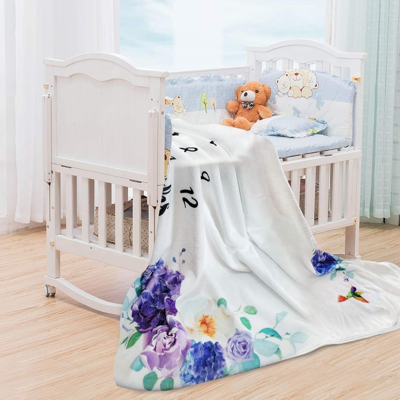 Tebaby Baby Monthly Milestone Blanket with Wreath Headband