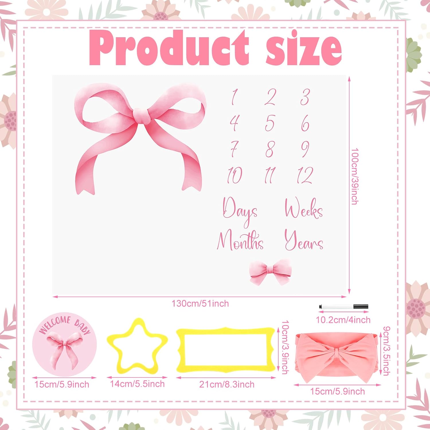 Preboun Monthly Milestone Blanket for Baby Girls 1