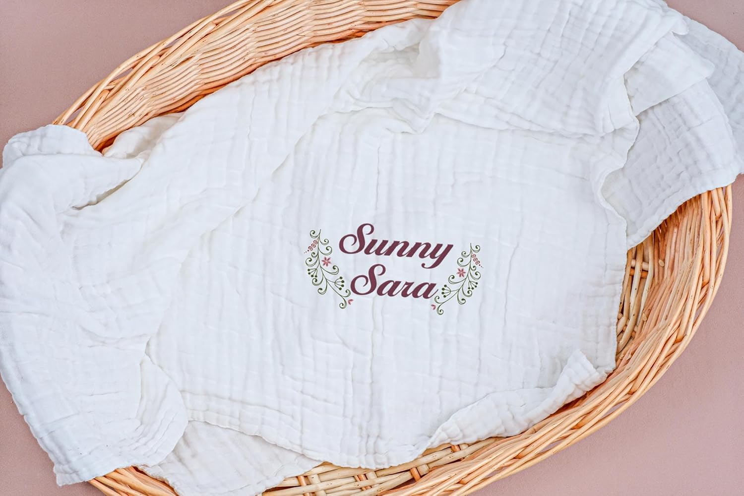 Personalized Muslin Swaddle Blanket - Beige