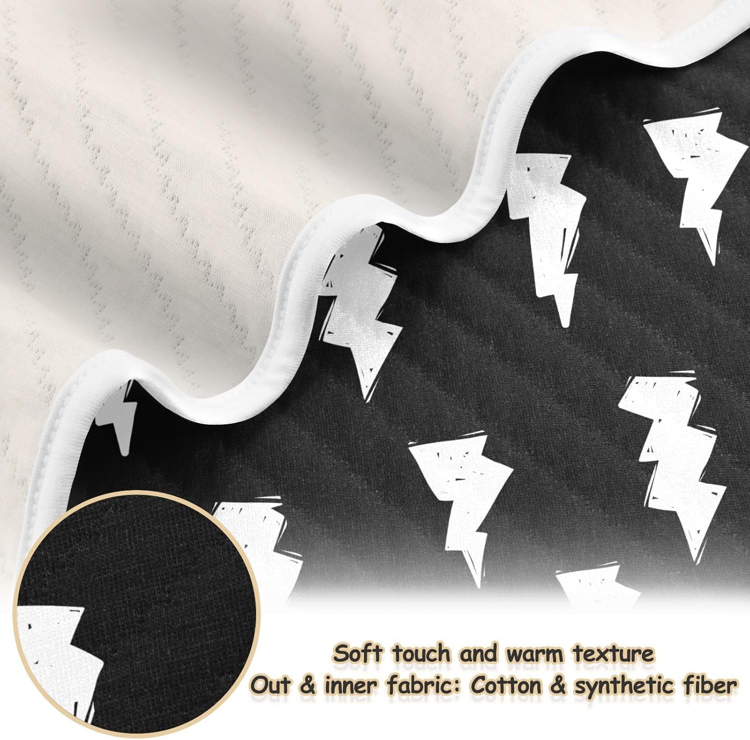KICPOAY Doodle White Lightning Bolt Swaddle Blanket for Newborns