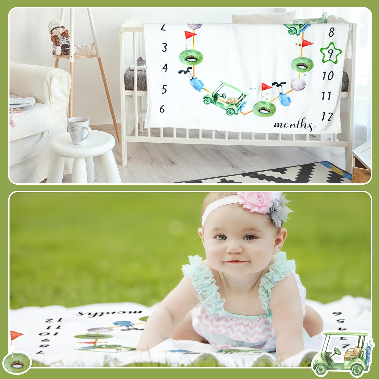 Mindsoft Golf Print Monthly Milestone Blanket
