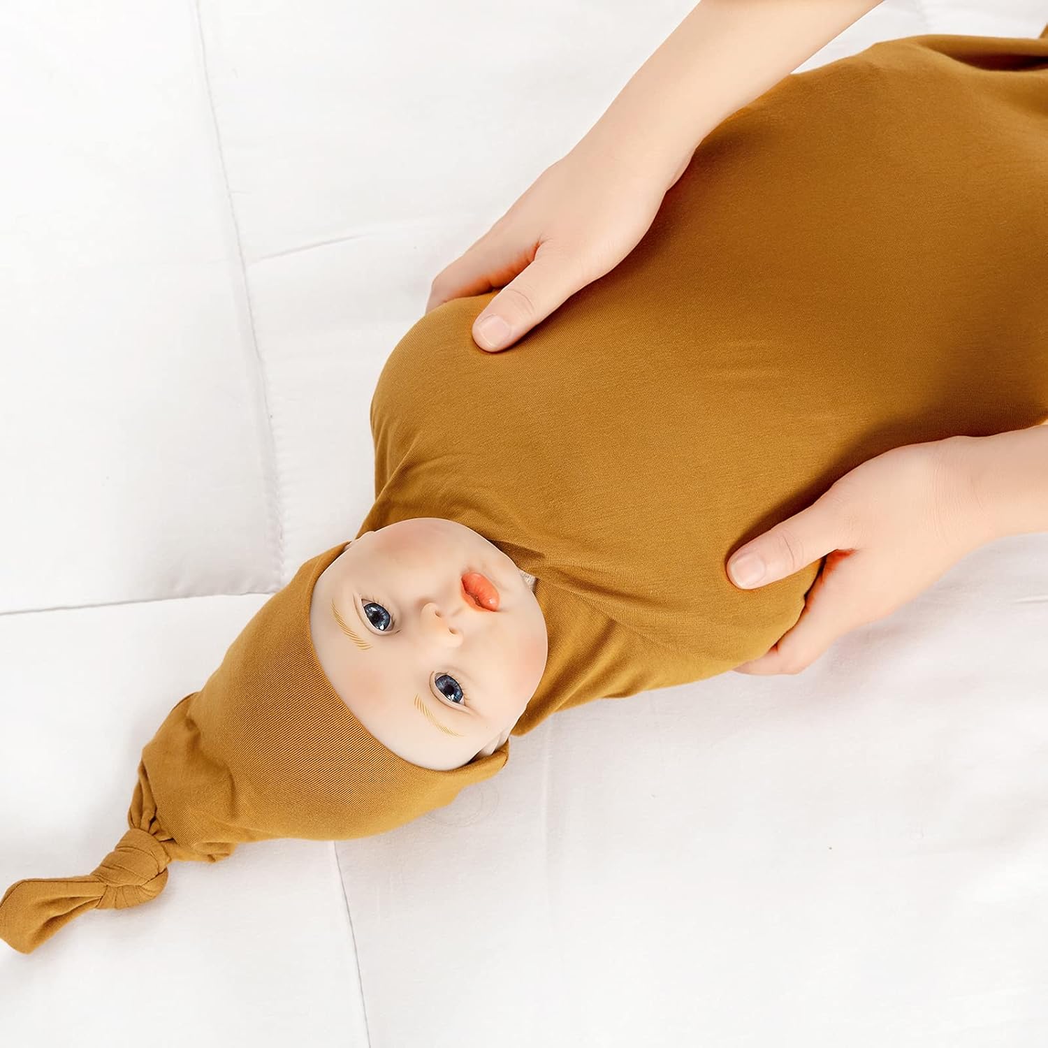 Kloovete Swaddle Blanket 47x47 Inches with Hat - Soft Stretchy Baby Blanket
