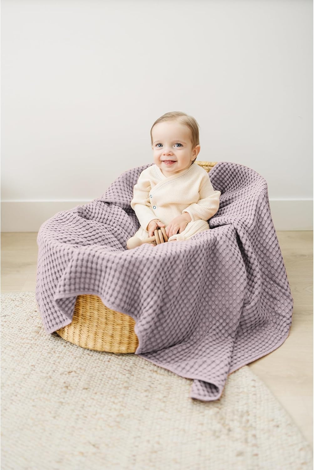 Konssy Waffle Baby Blanket - Soft Cozy Nursery Swaddle for Boys Girls
